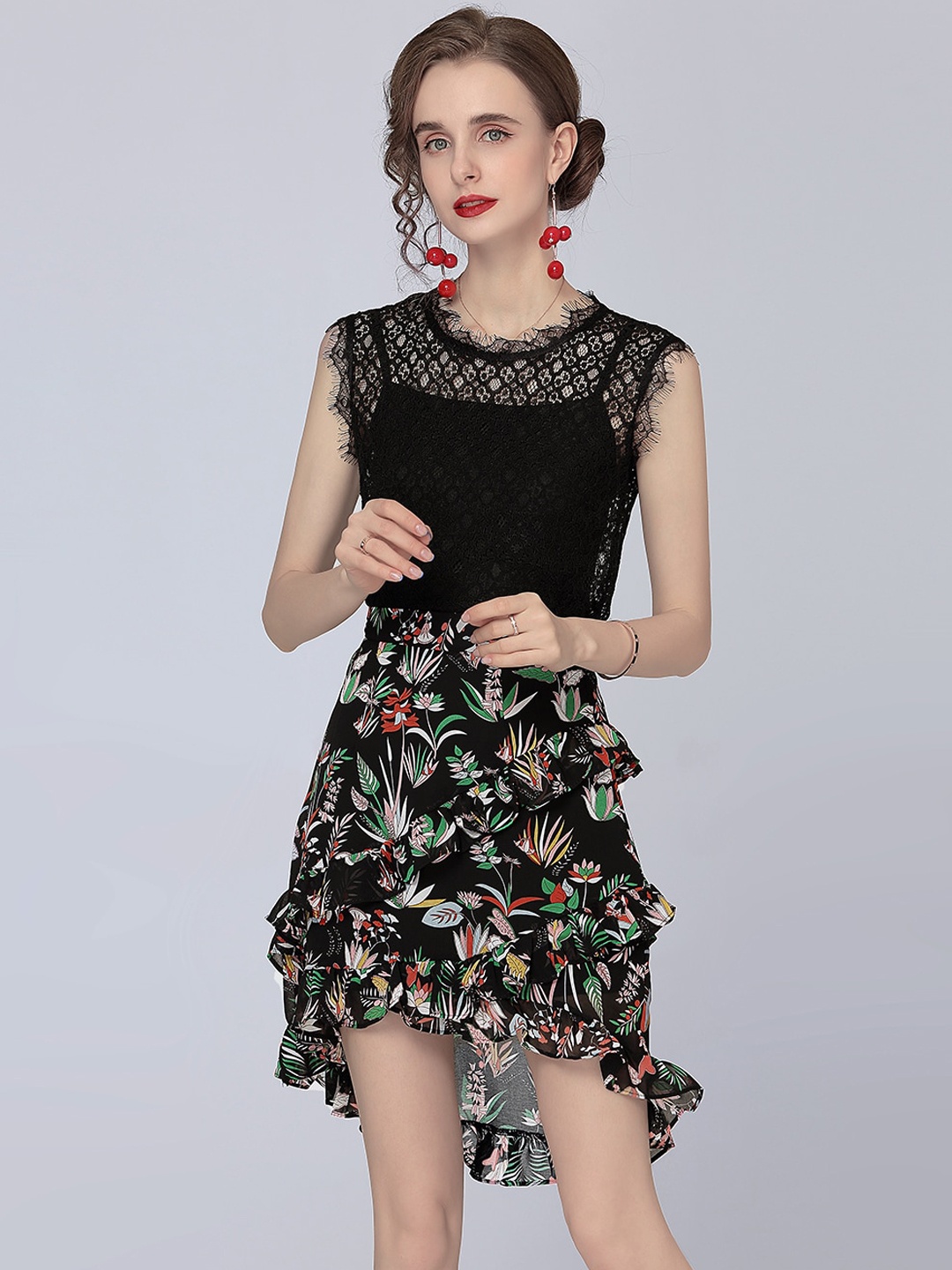 

JC Collection Women Black Printed Co-Ords