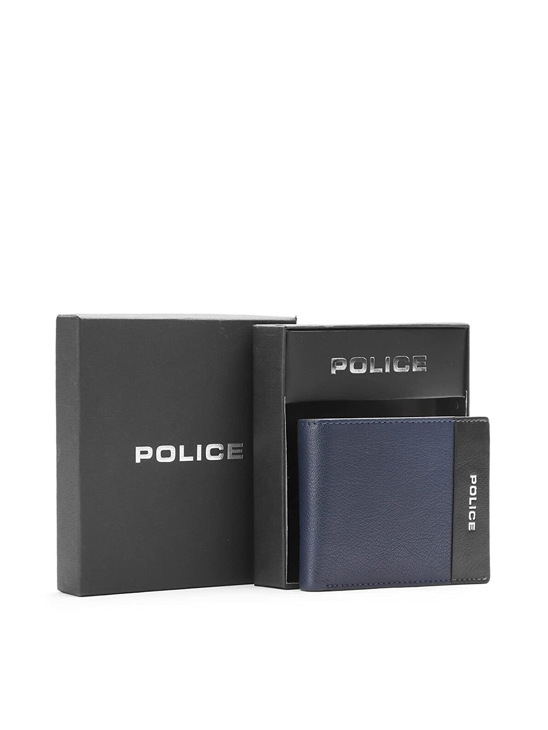 

Police Men Abstract Textured Leather Two Fold Wallet, Navy blue