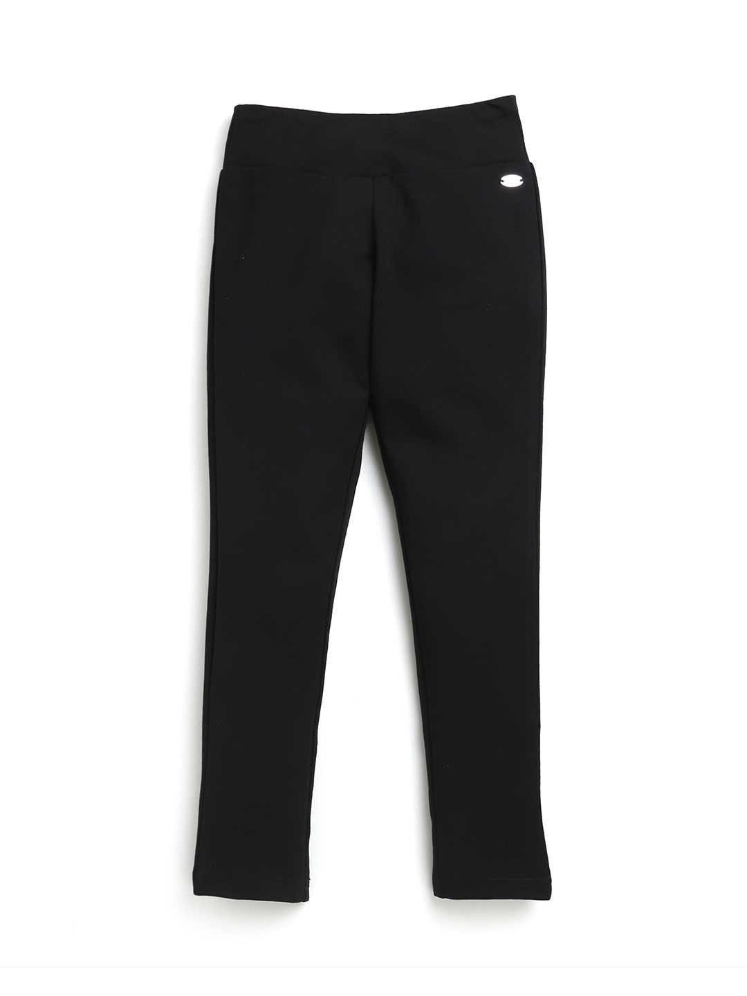 

Tiny Girl Infants Girls Black Solid Cotton Treggings