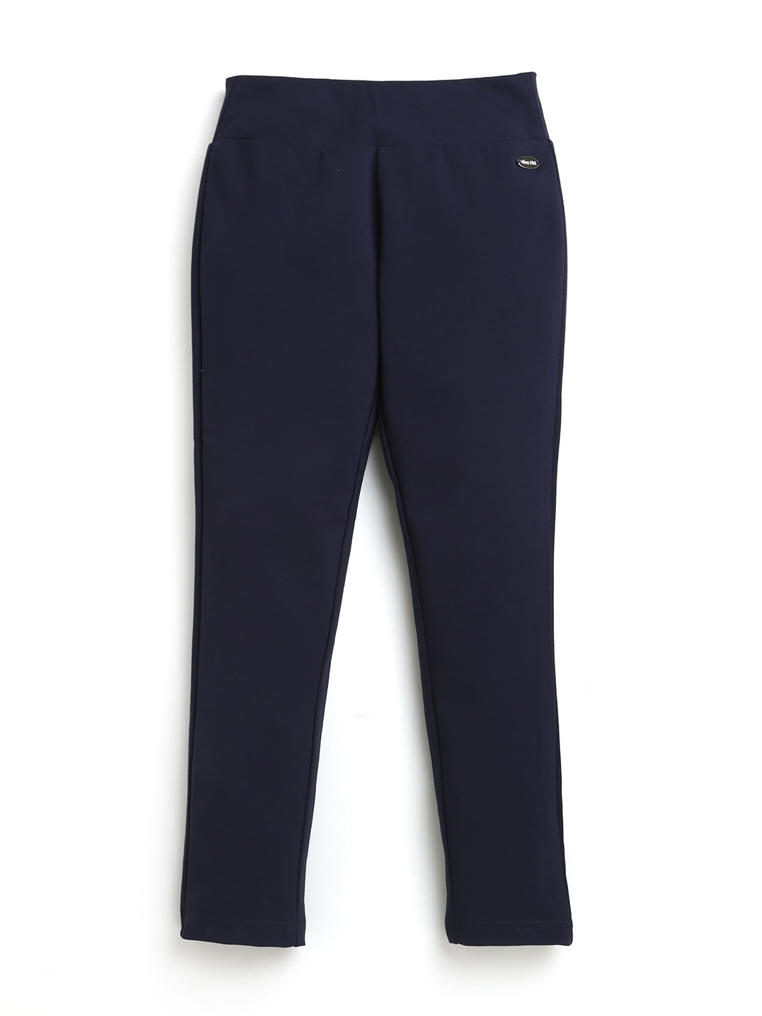 

Tiny Girl Girls Navy Blue Solid Cotton Treggings