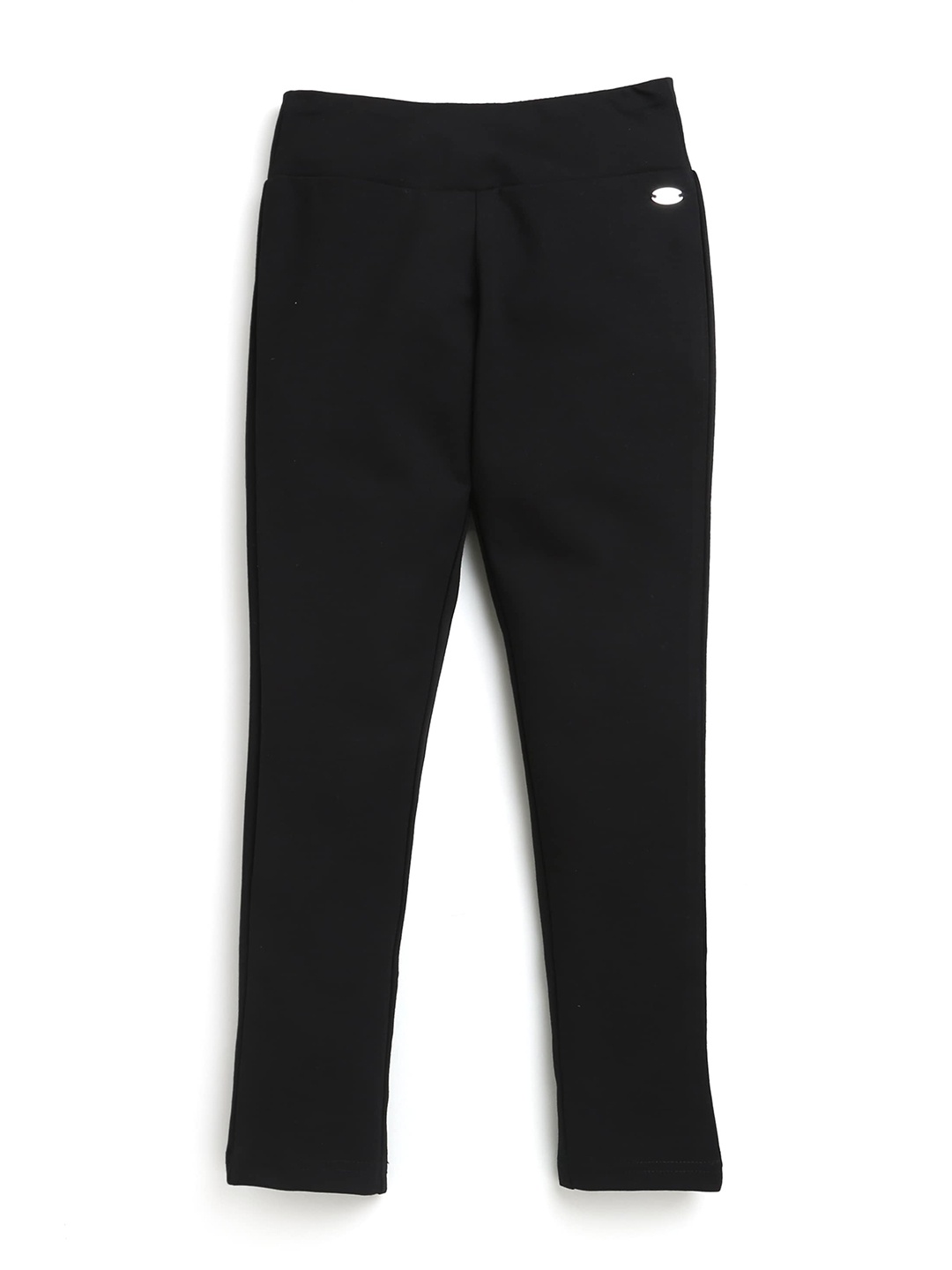 

Tiny Girl Black Solid Cotton Slim Fit Treggings