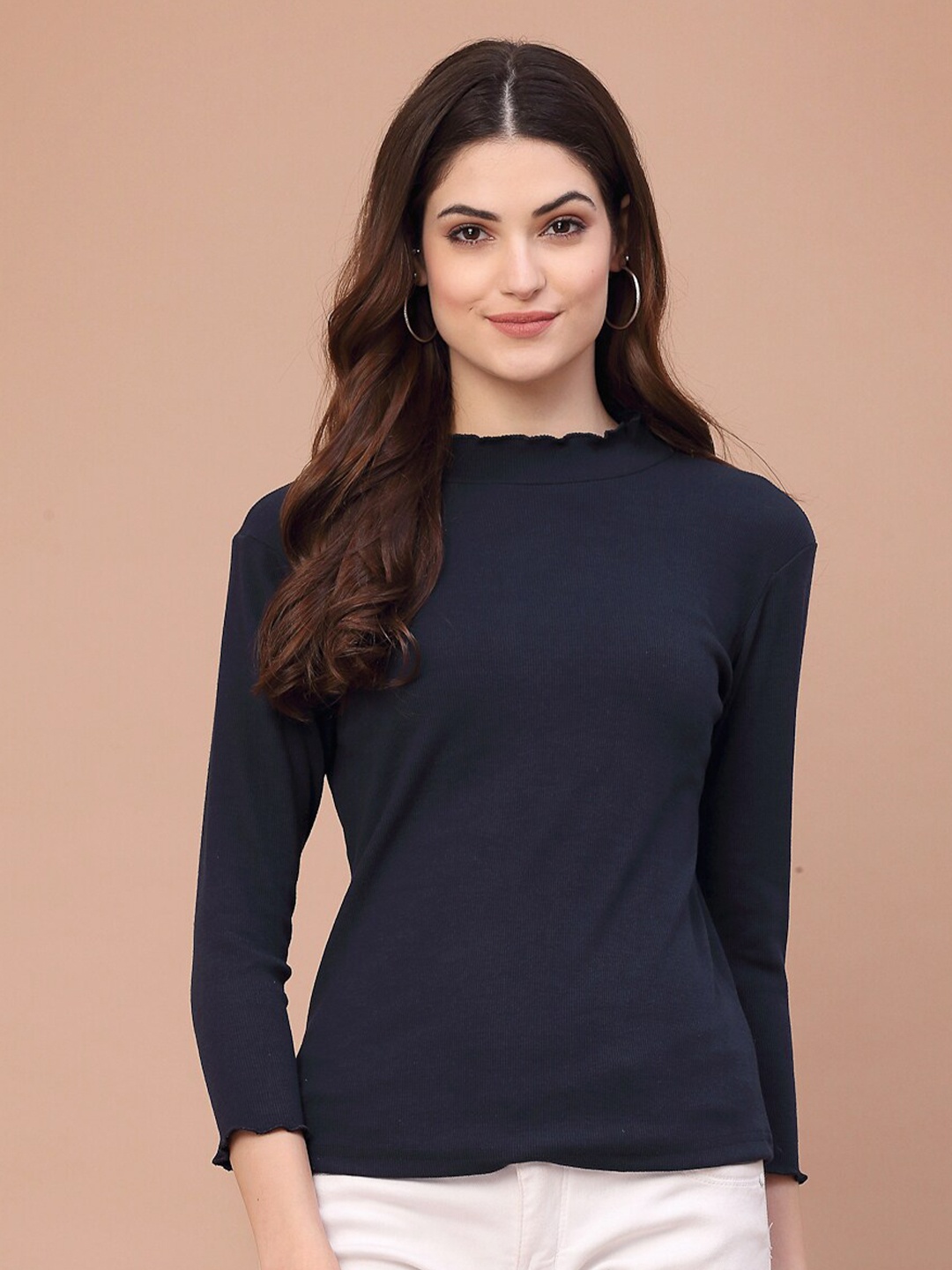 

HILL STREET Women Navy Blue Solid Top