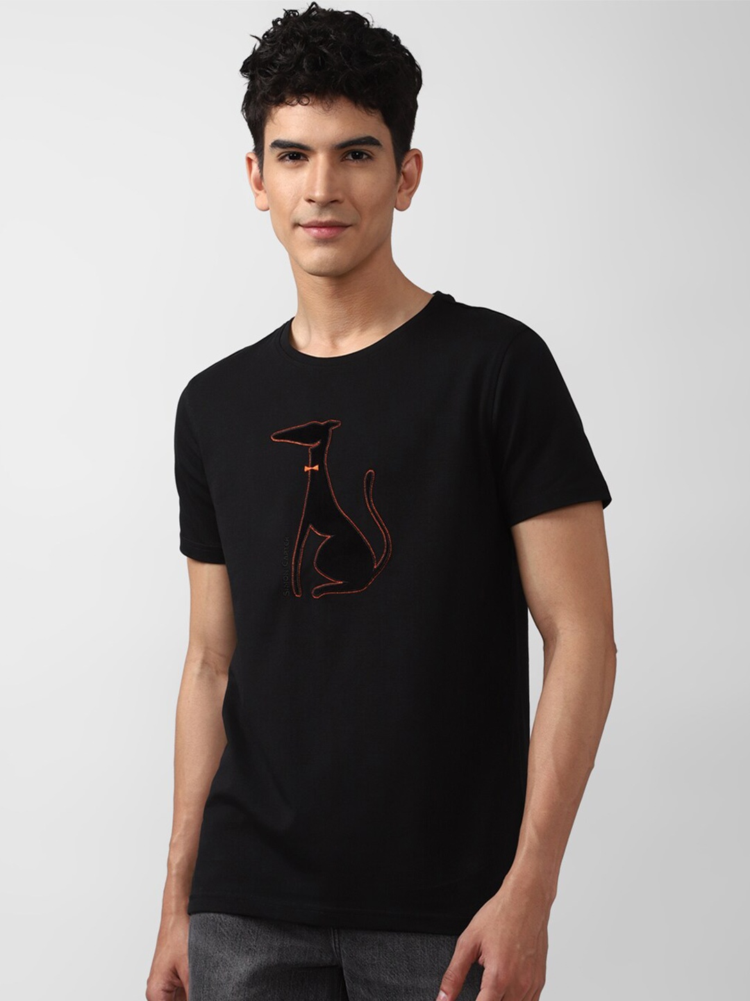 

SIMON CARTER LONDON Men Black Cotton Slim Fit T-shirt