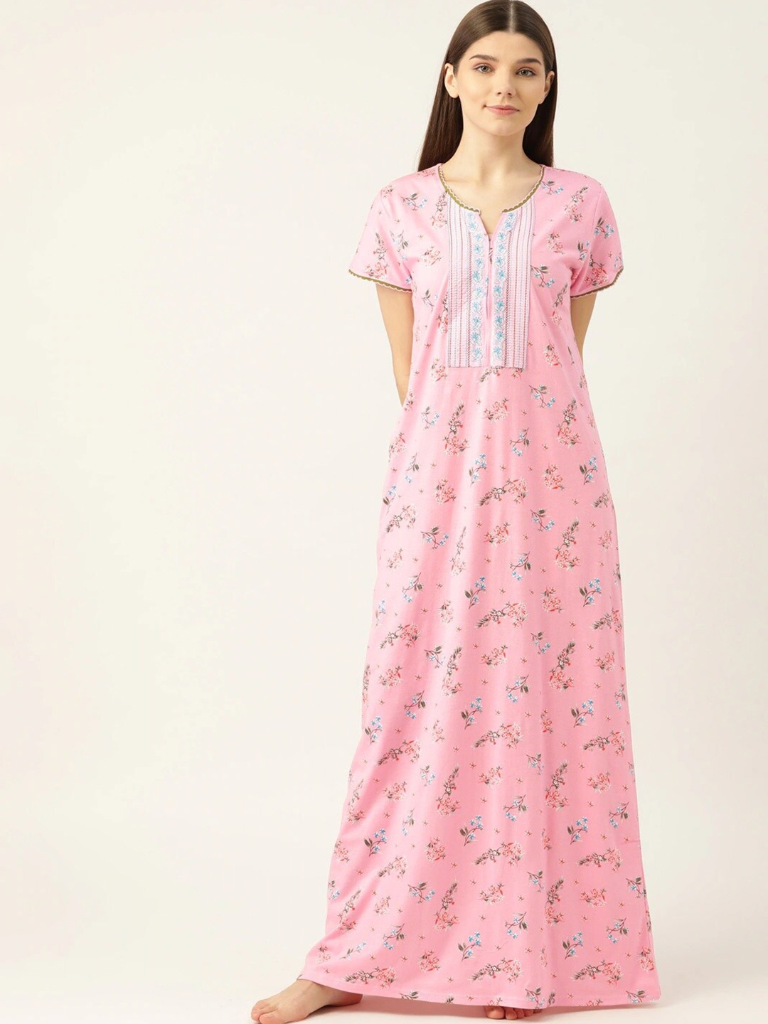

Sweet Dreams Women Pink Printed Maxi Nightdress