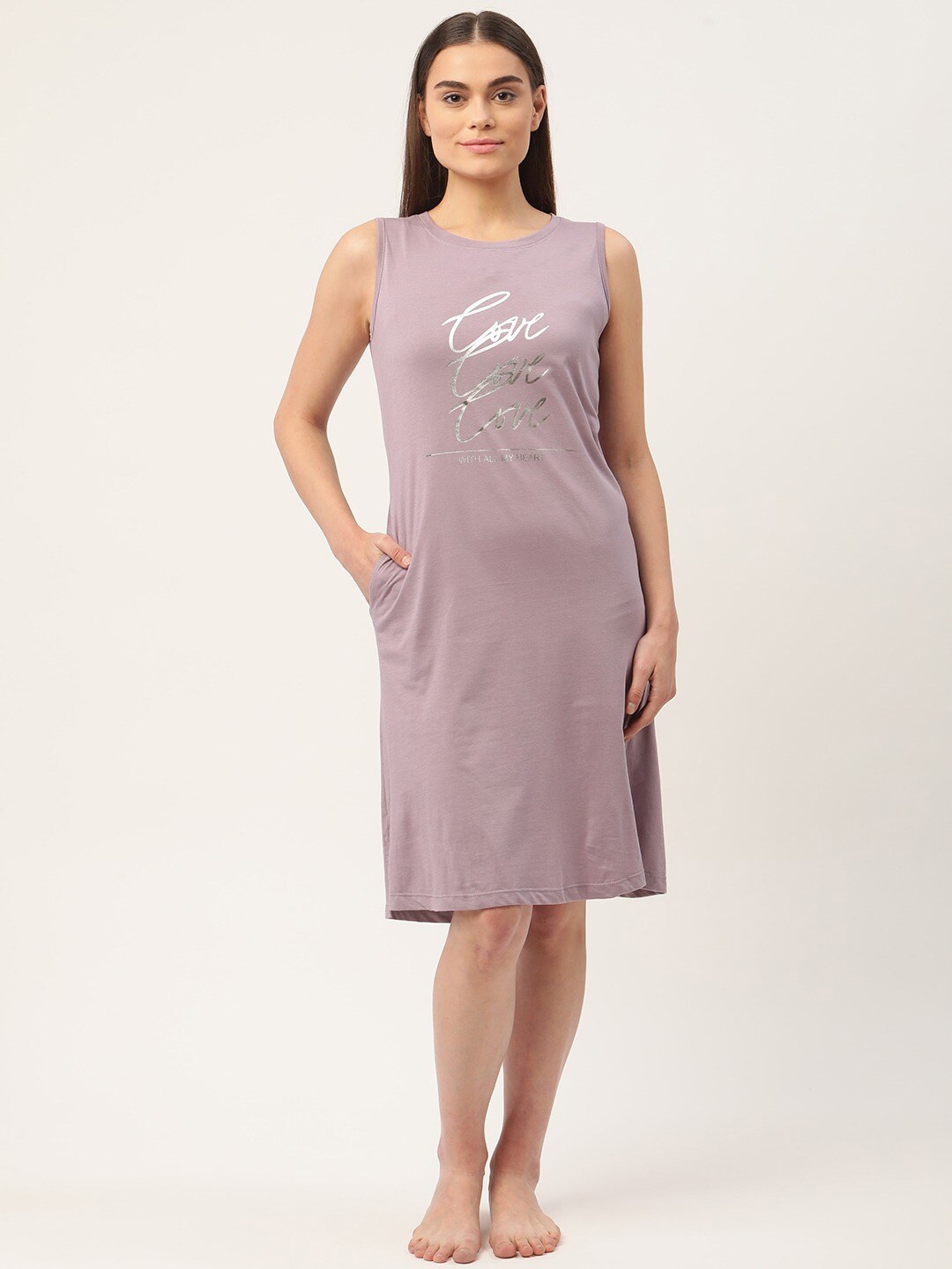 

Sweet Dreams Women Blue Printed Nightdress
