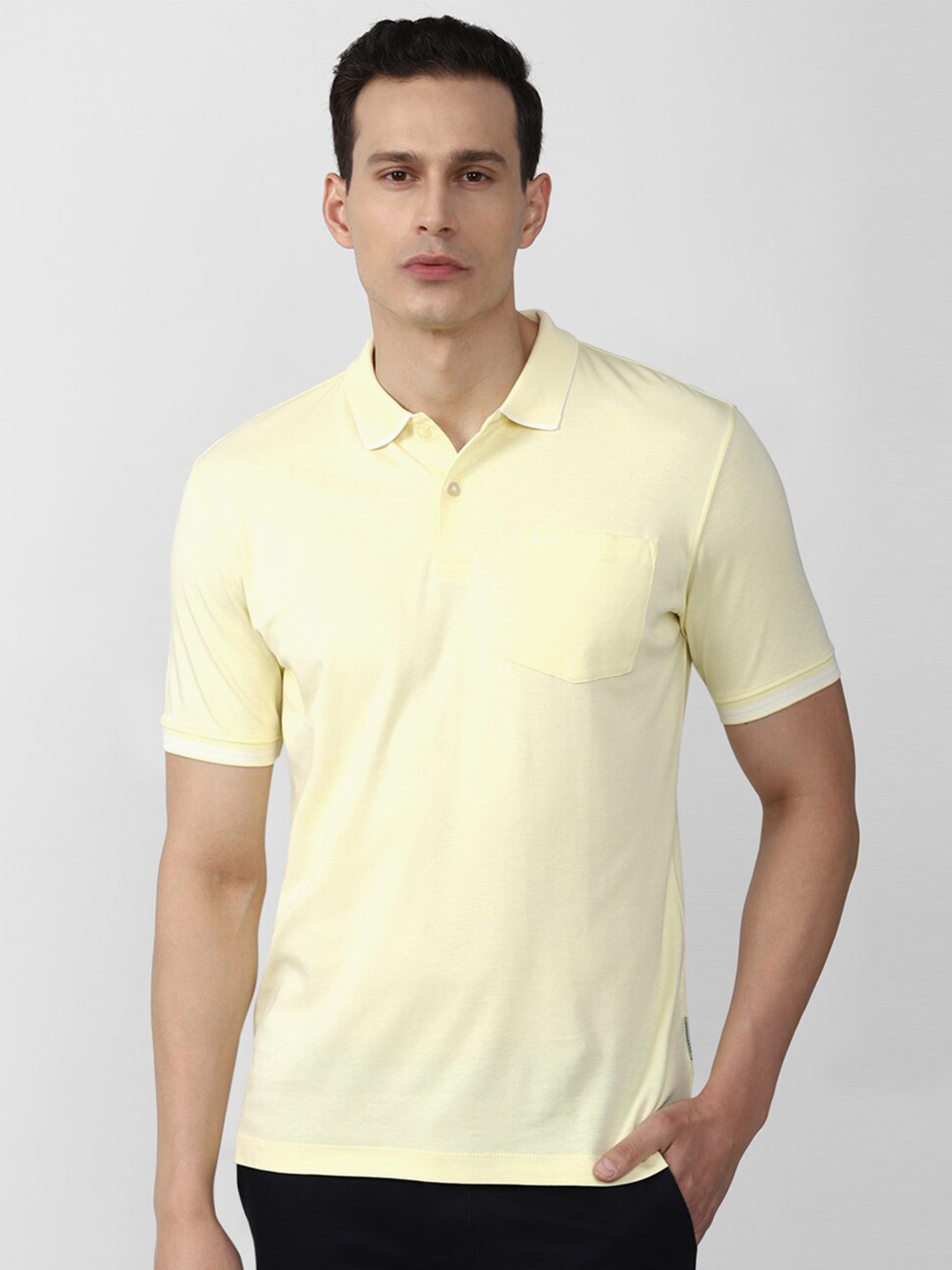 

Van Heusen Men Yellow Solid Polo Collar T-shirt