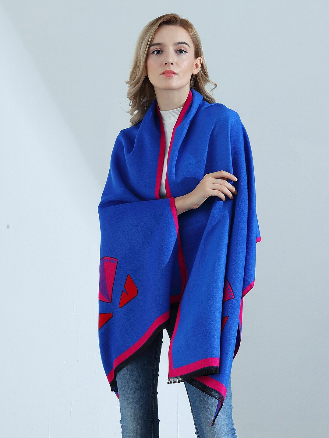 

JC Collection Women Printed Scarf, Blue