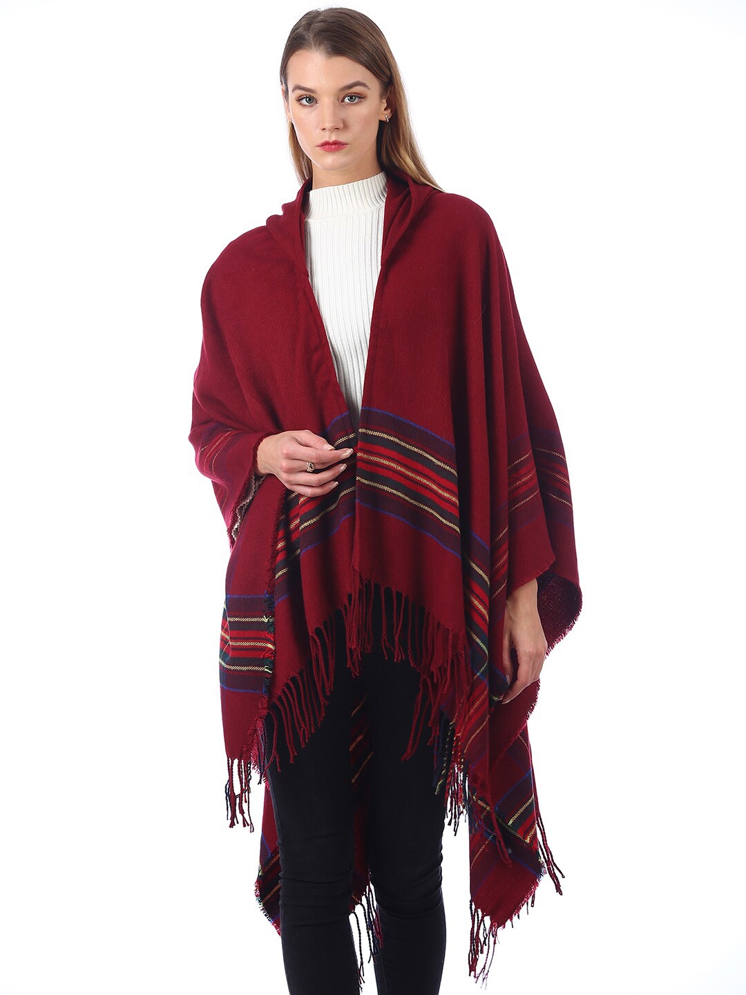 

JC Collection Women Printed Scarf, Maroon