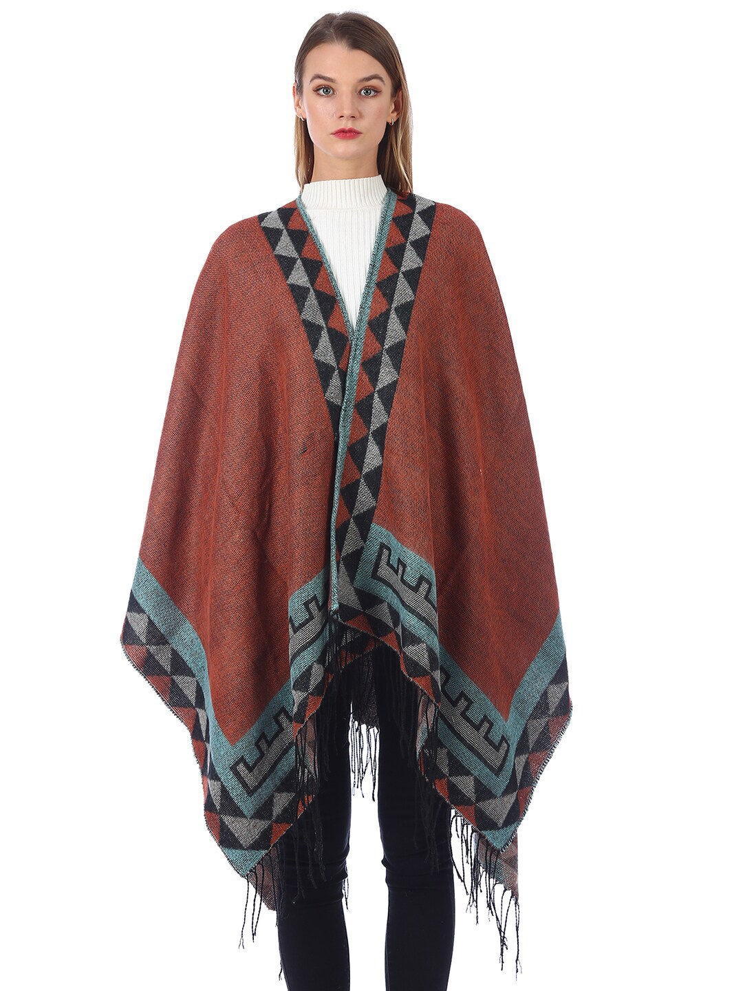 

JC Collection Women Printed Scarf, Rust