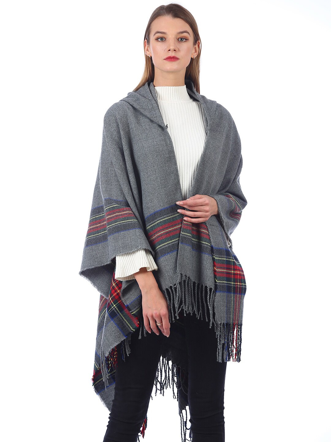 

JC Collection Women Grey & Red Printed Scarf