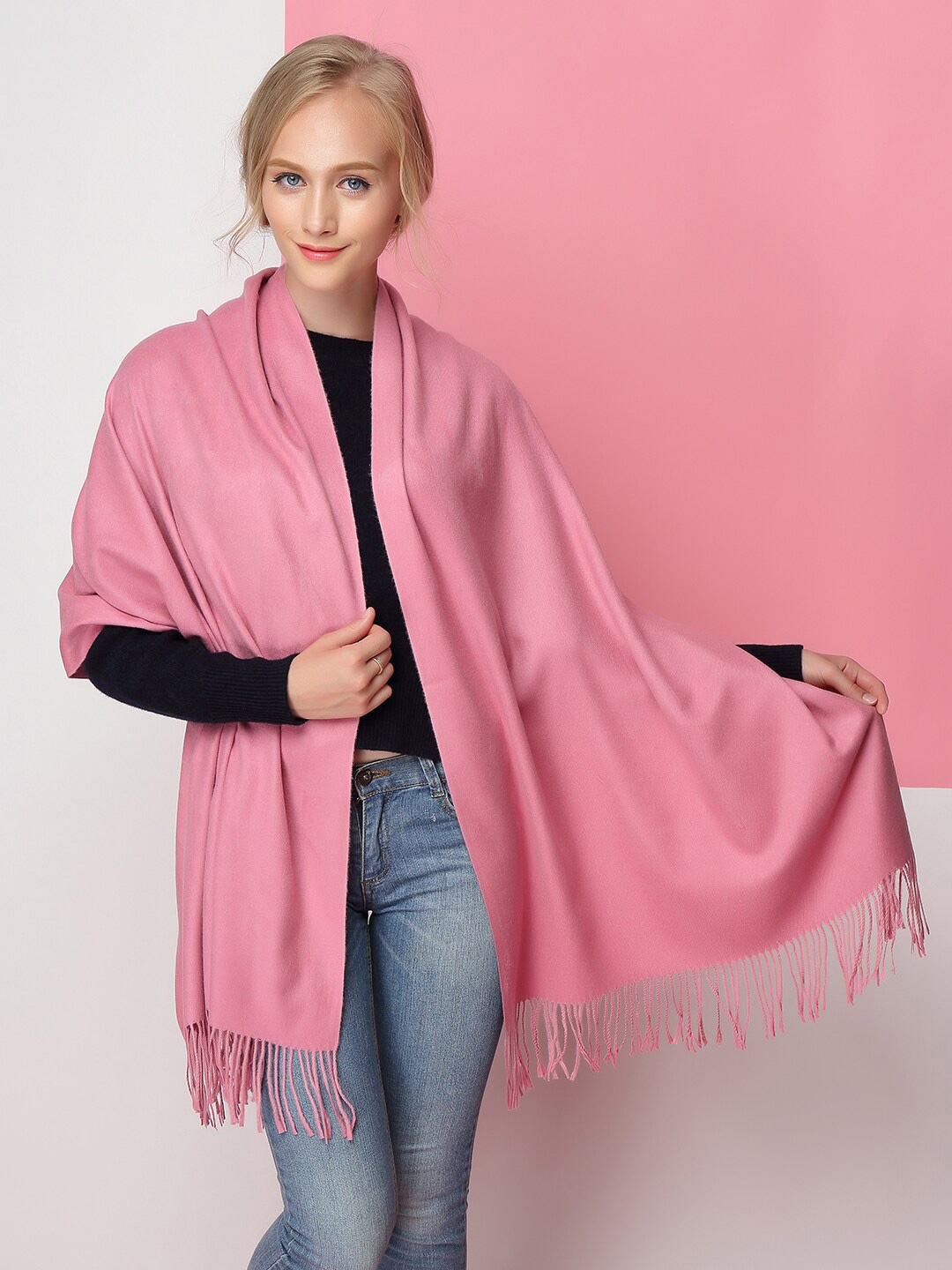 

JC Collection Women Solid Woollen Scarf, Pink