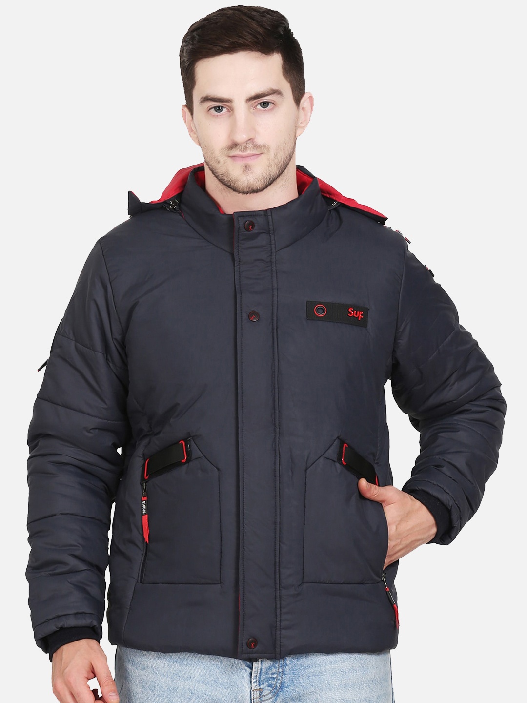 

AD & AV Men Navy Blue Solid Water Resistant Padded Jacket