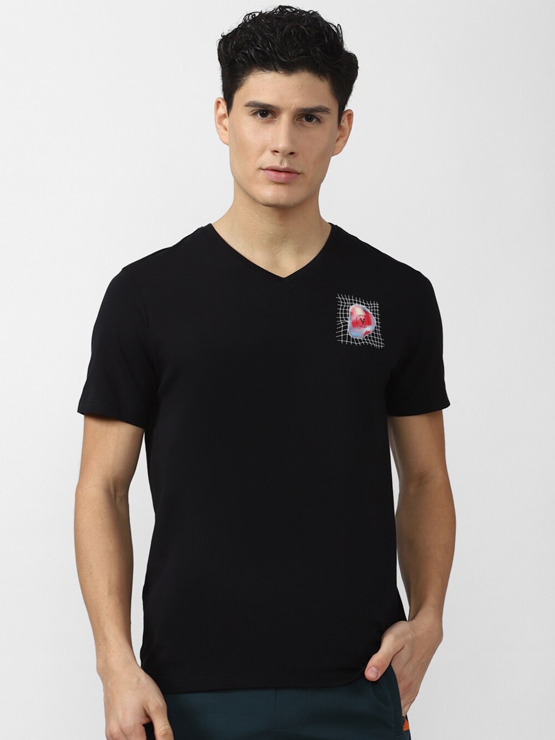 

Van Heusen Flex Men Black Cotton V-Neck Slim Fit Sports T-shirt