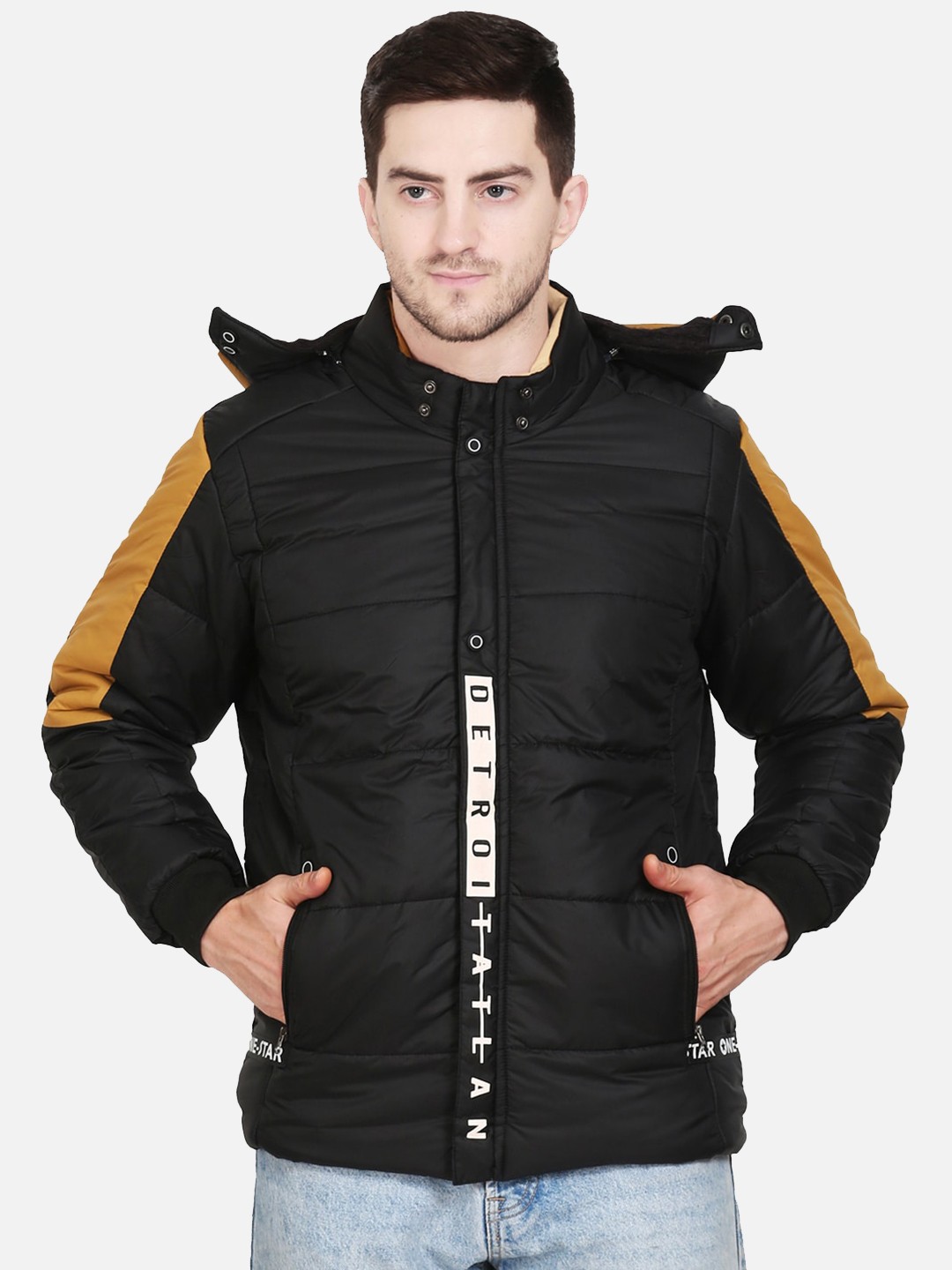 

AD & AV Men Charcoal Water Resistant Padded Jacket