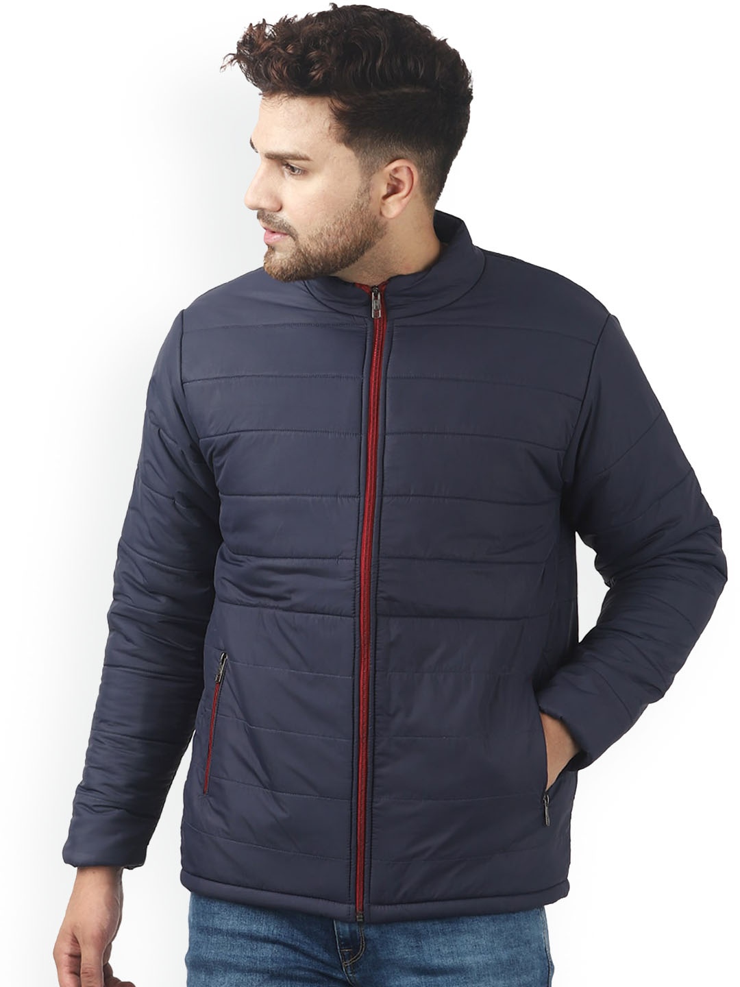 

AD & AV Men Navy Blue Water Resistant Padded Jacket