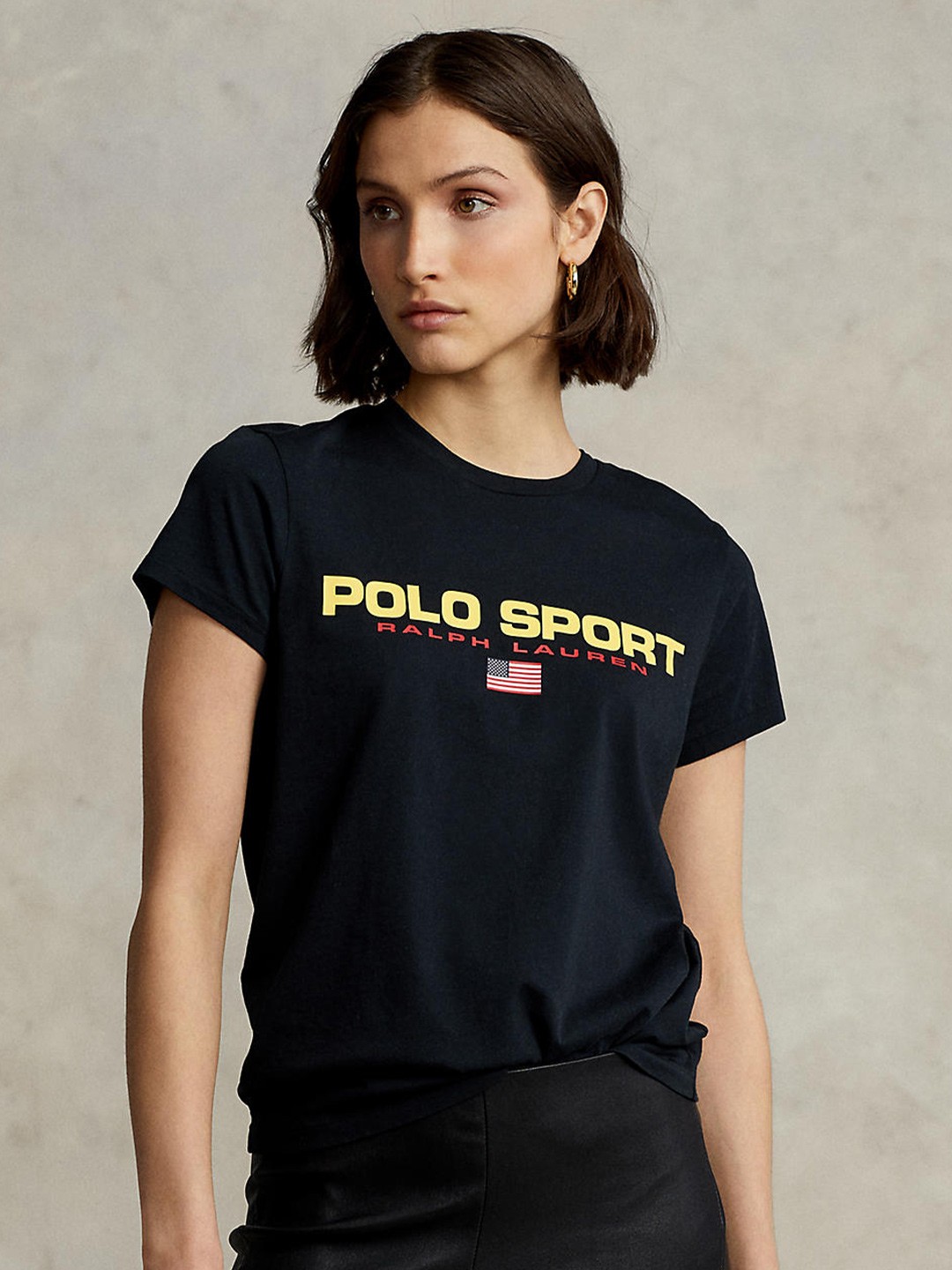 

Polo Ralph Lauren Women Black & Yellow Typography Printed Applique T-shirt