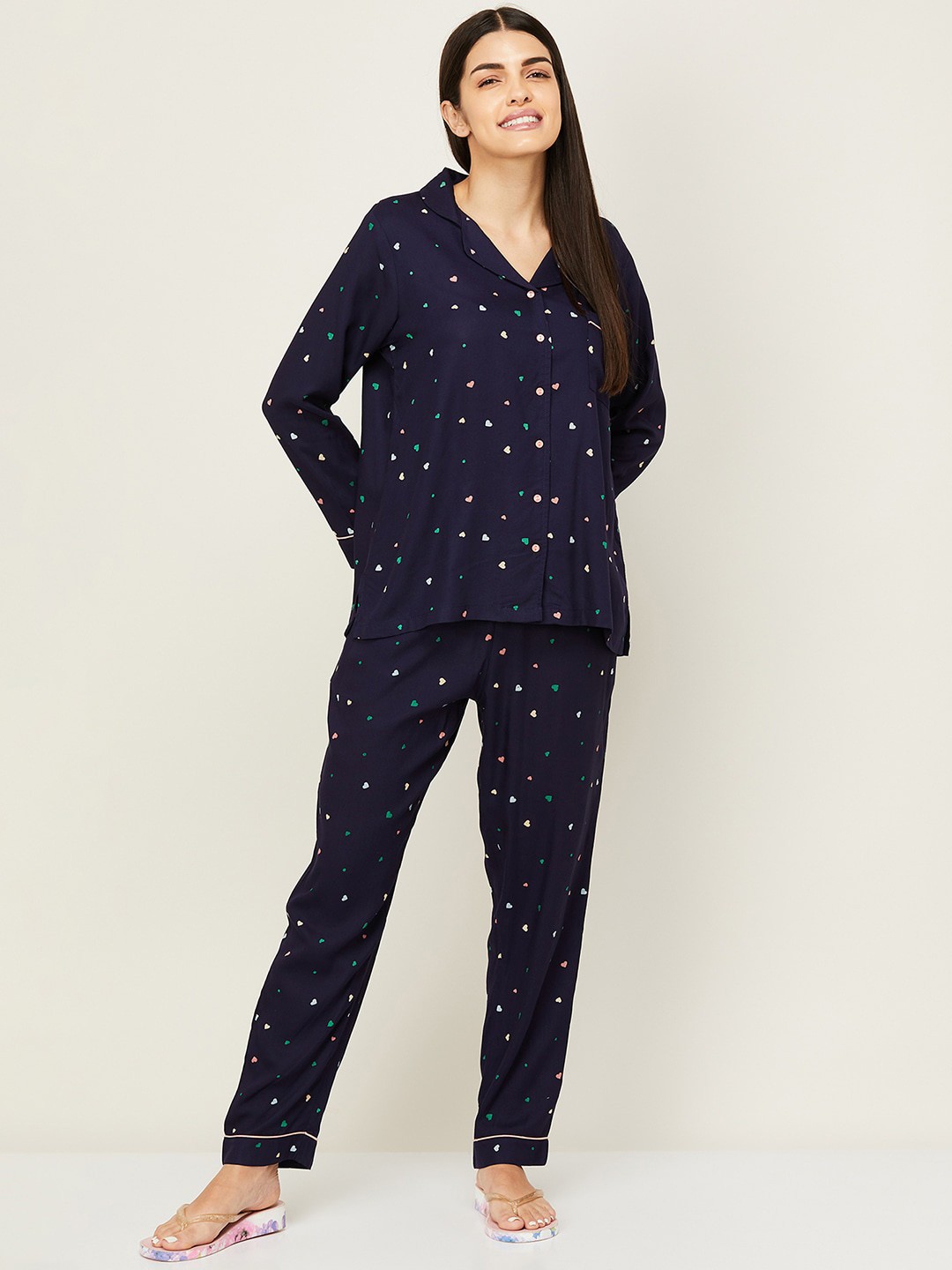

Ginger by Lifestyle Women Printed Night suit, Navy blue