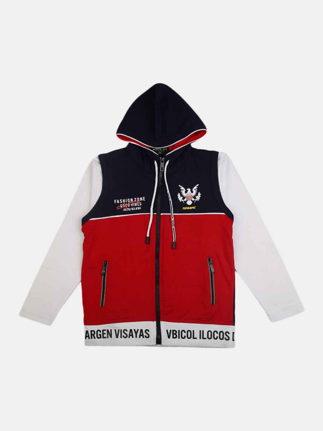 

V-Mart Boys Red & Navy Blue Colourblocked Cotton T-shirt