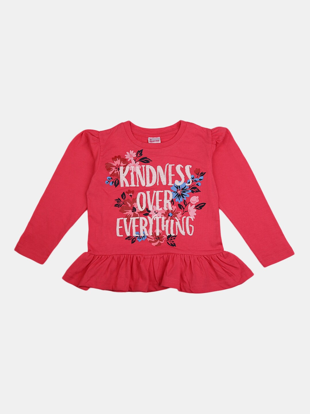 

V-Mart Fuchsia Embellished Peplum Top
