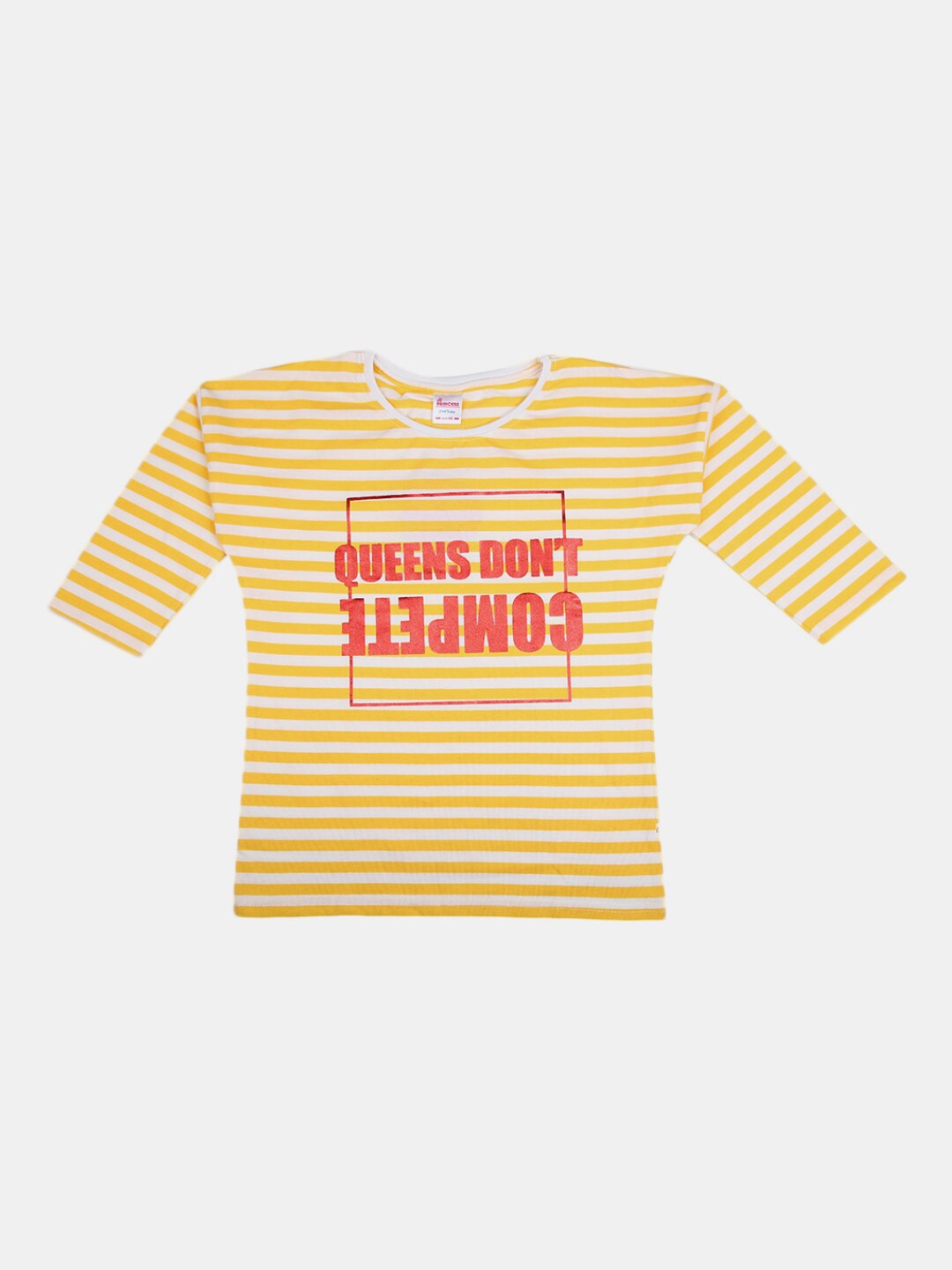

V-Mart Girls Yellow Striped Cotton T-shirt