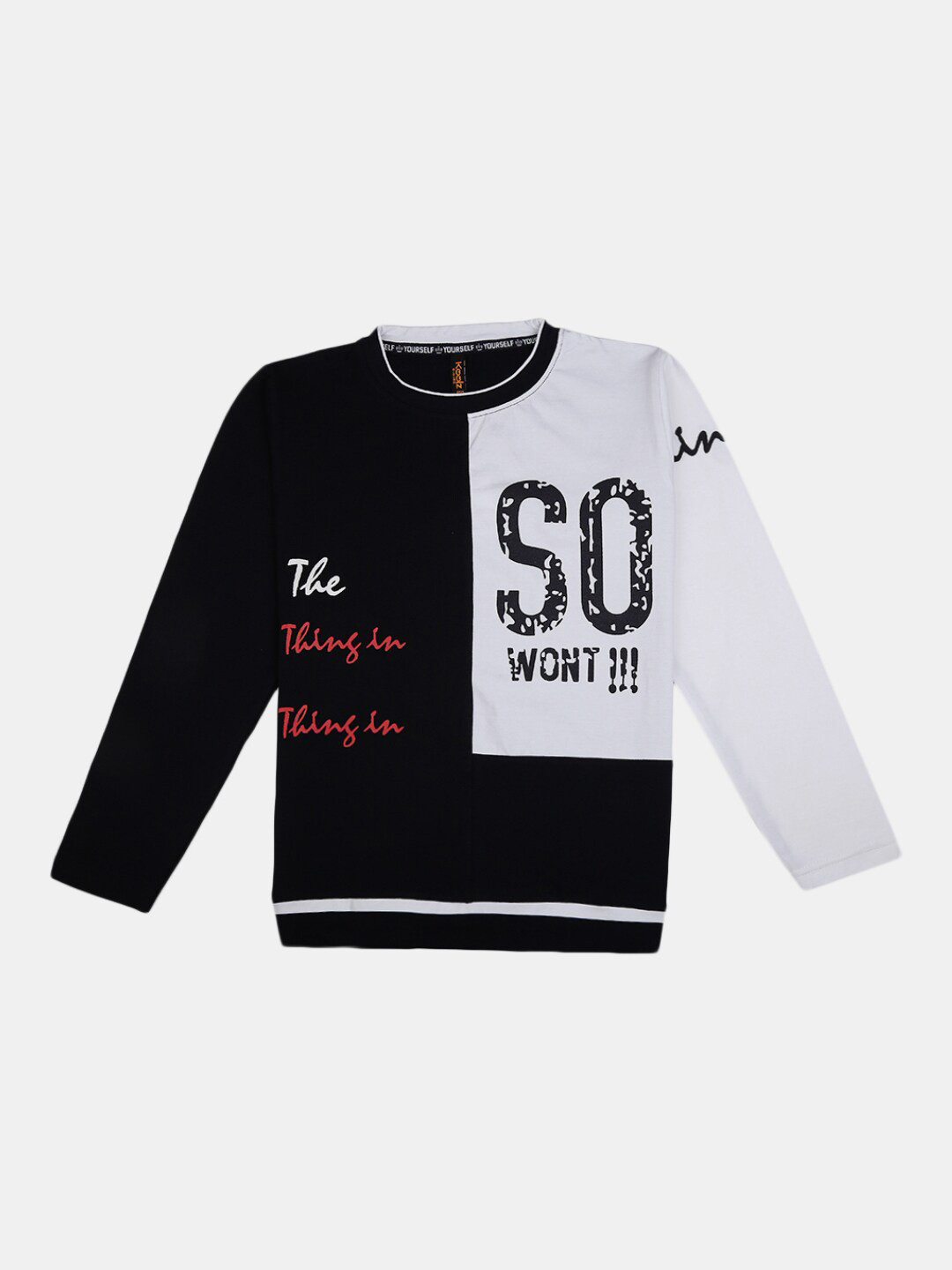 

V-Mart Boys Navy Blue & Grey Typography Printed T-shirt