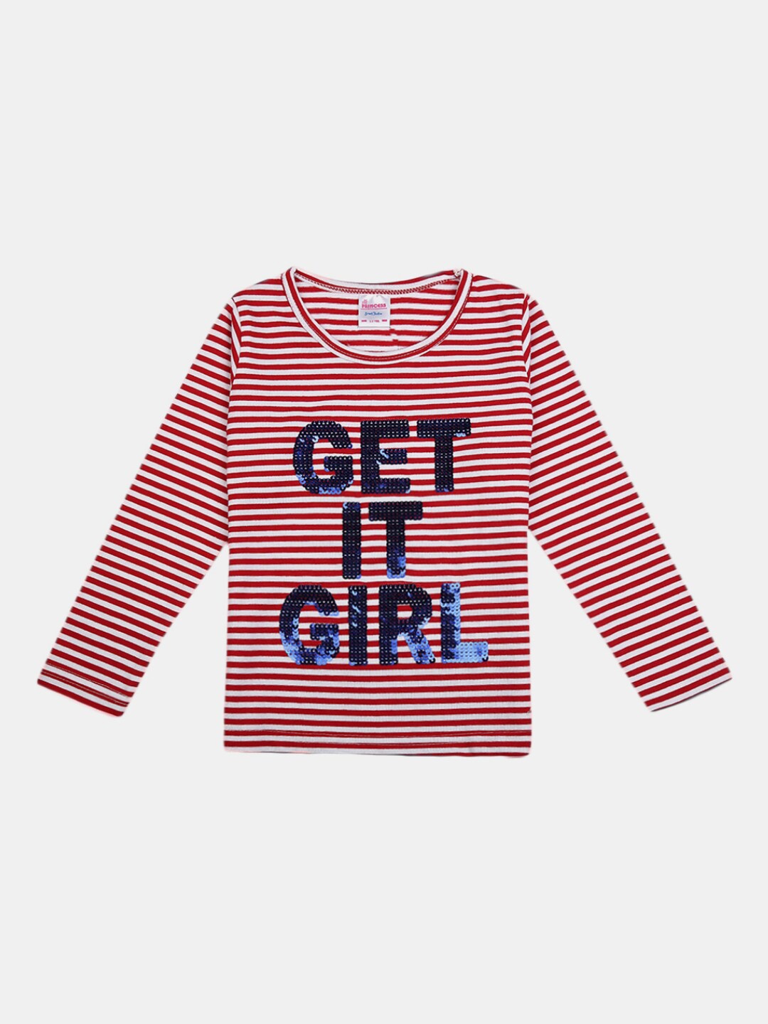 

V-Mart Girls Red & White Striped T-shirt