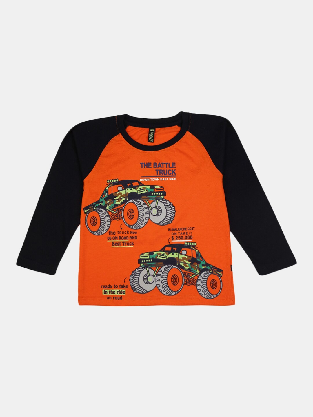 

V-Mart Boys Orange & Black Printed T-shirt