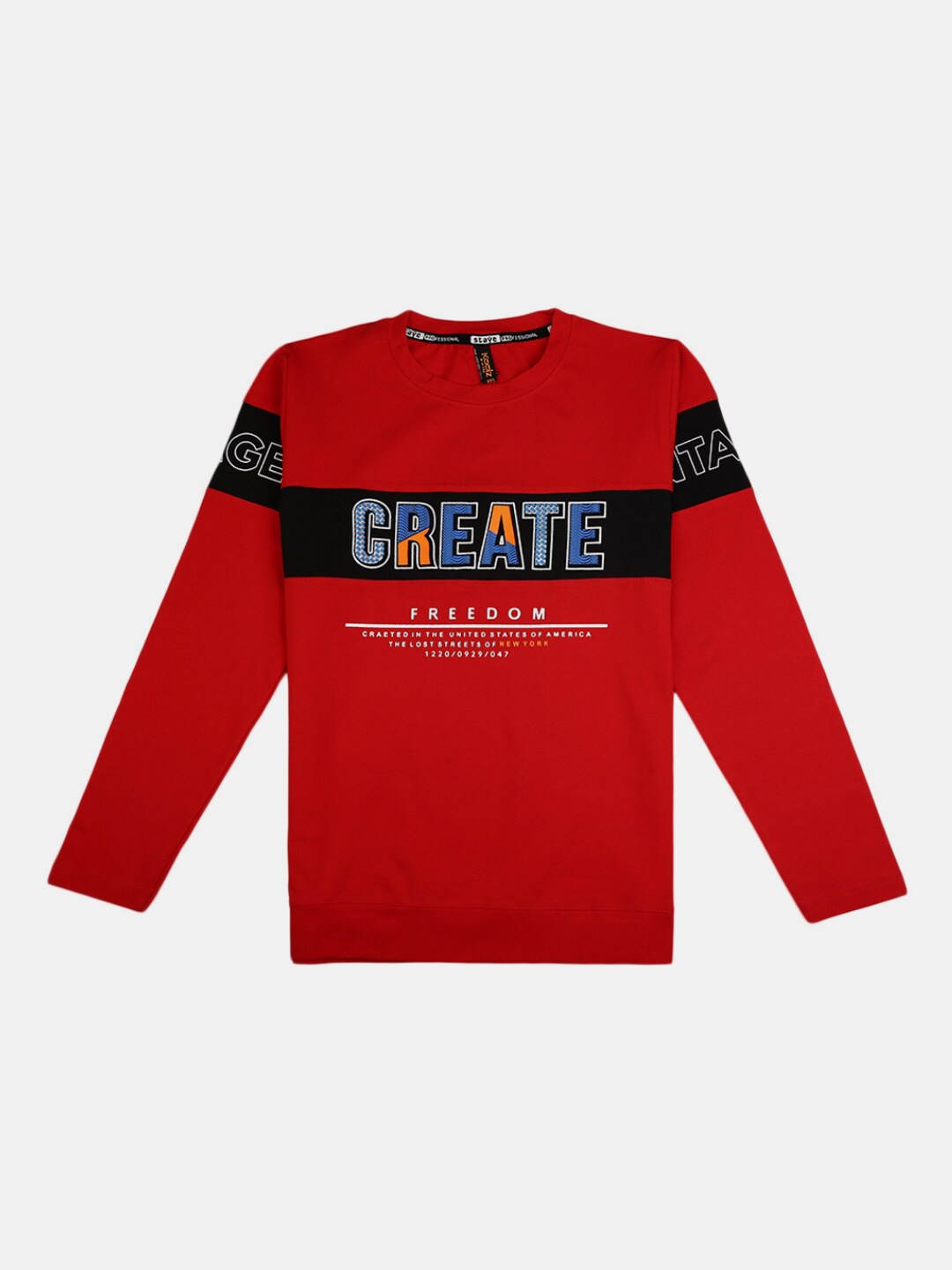 V-Mart Boys Red Typography Printed T-shirt