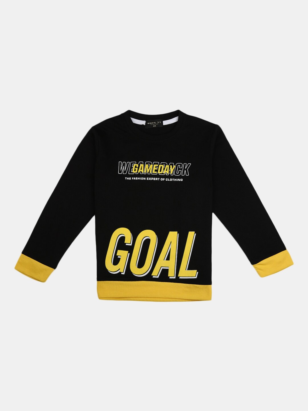 

V-Mart Boys Black & Yellow Typography Printed T-shirt