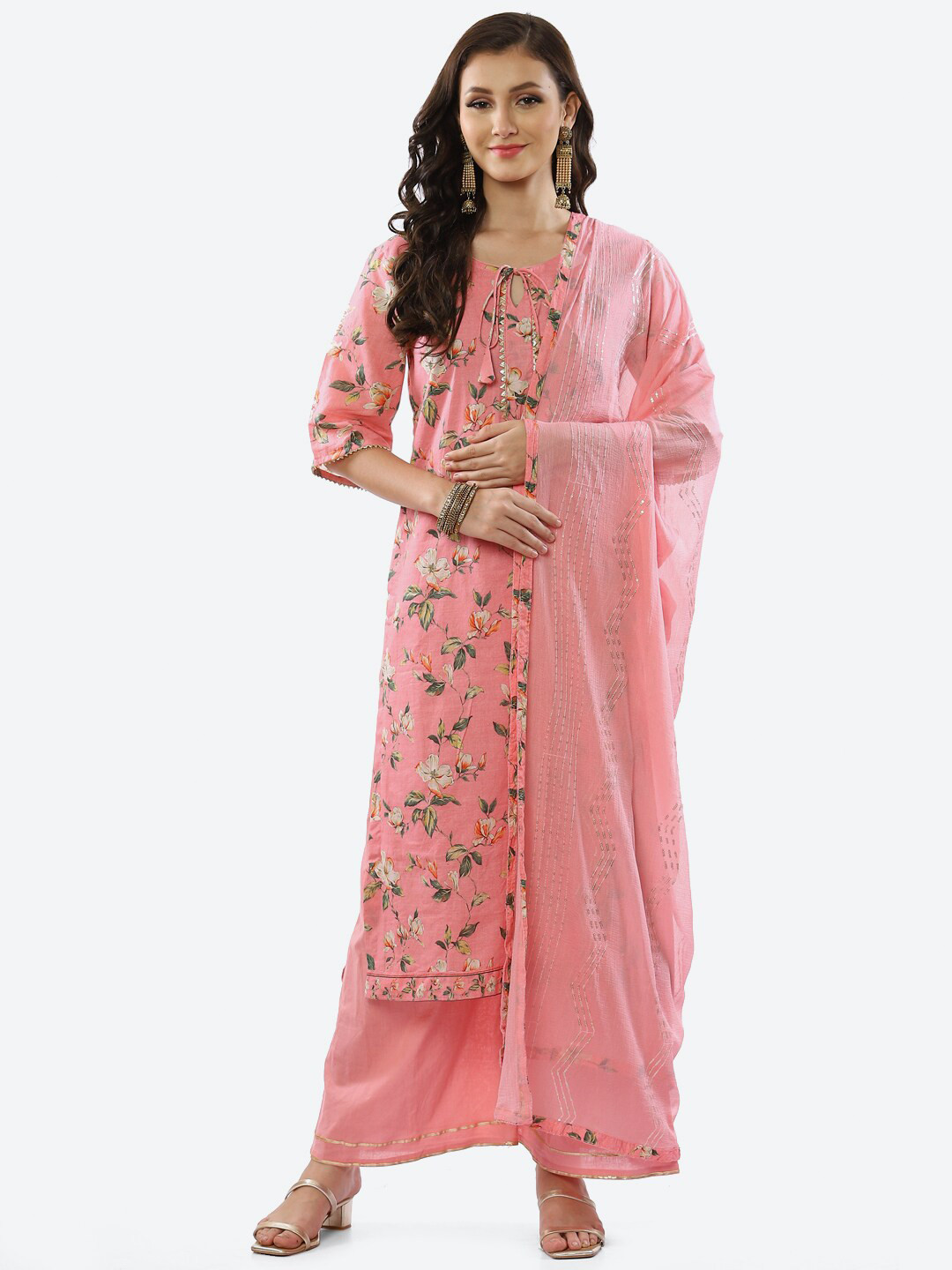 

Biba Pink & Green Printed Unstitched Dress Material