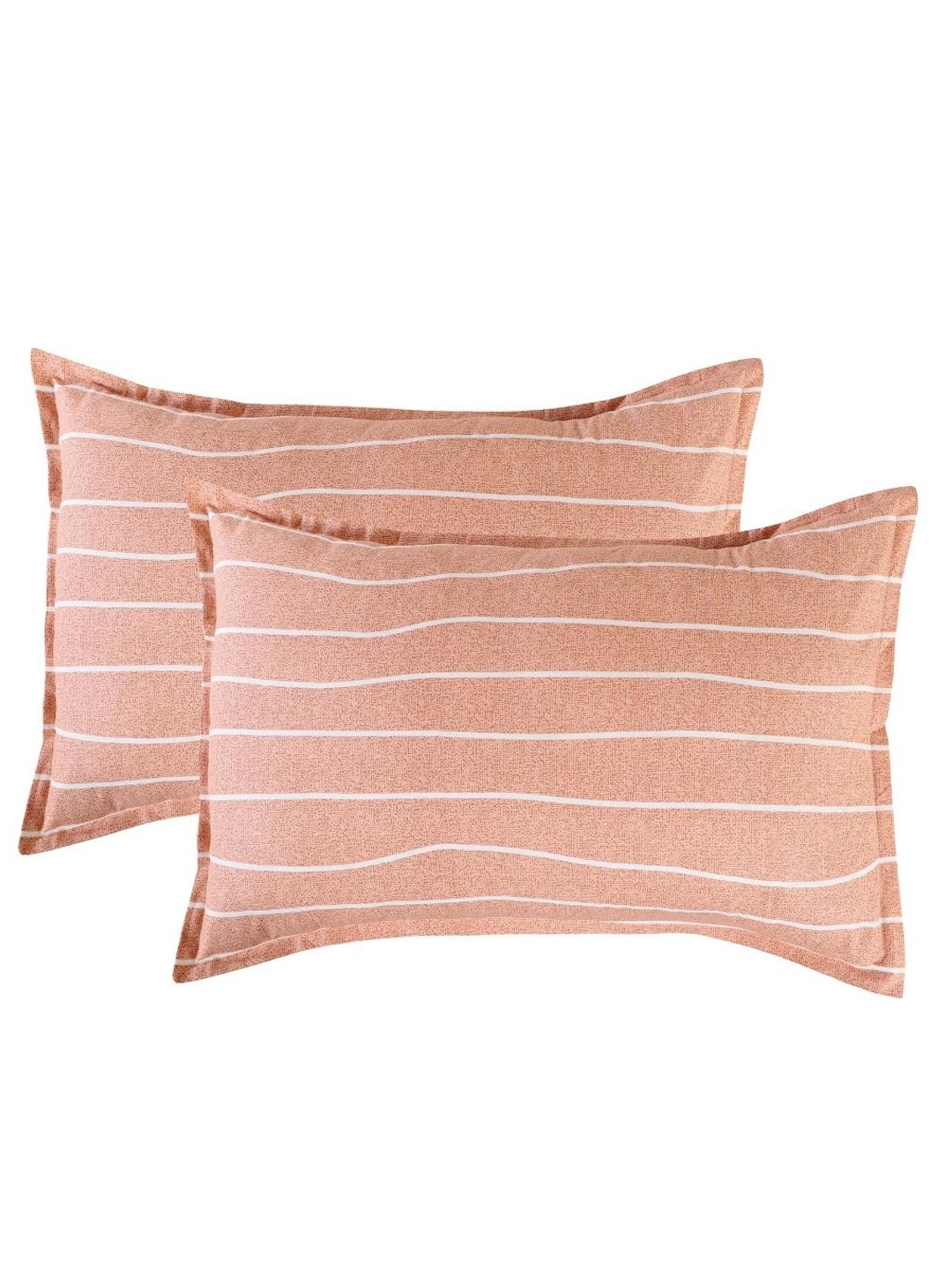 

A Homes Grace Set Of 2 Peach Striped Cotton Pillow Covers