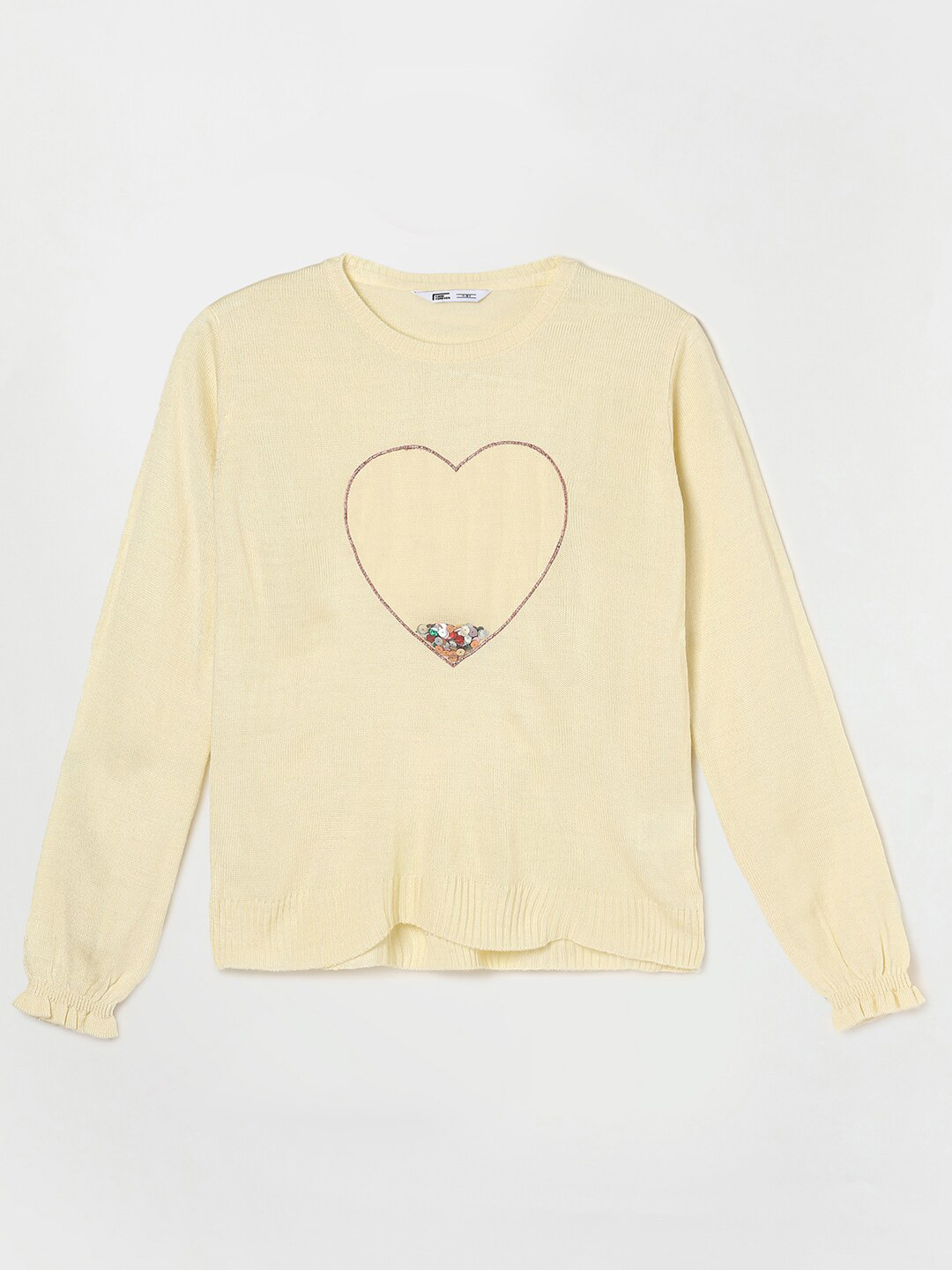 

Fame Forever by Lifestyle Girls Cream-Coloured Embroidered Pullover
