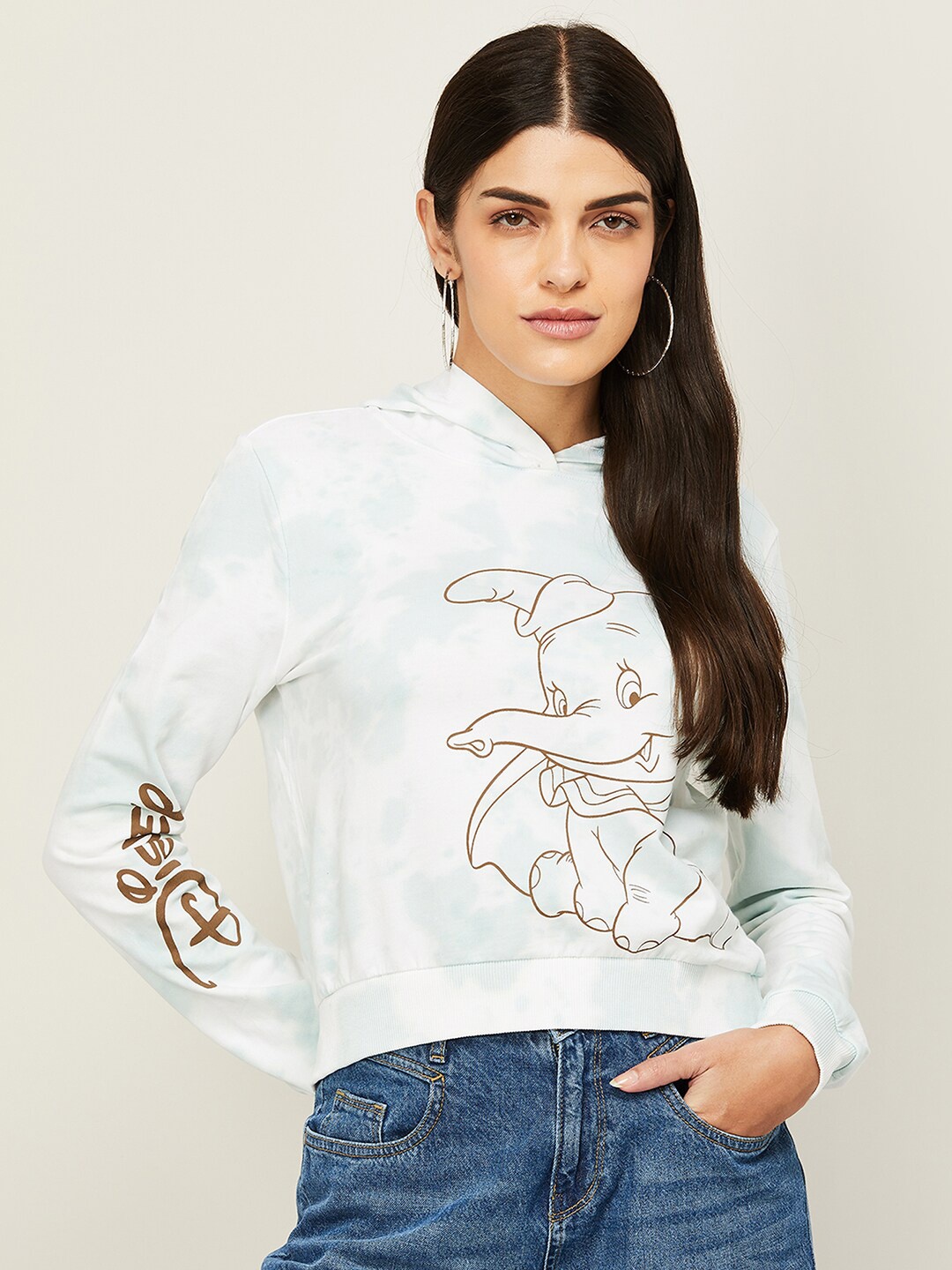 

Ginger by Lifestyle Women Green Printed Hooded Sweatshirt