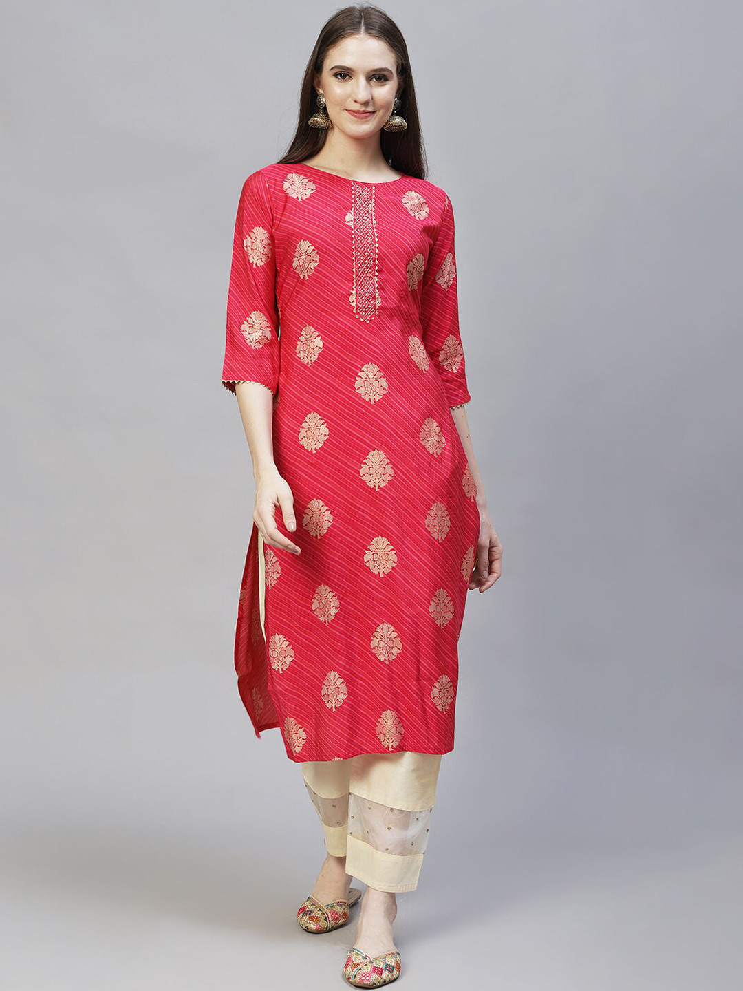 

FASHOR Women Pink Ethnic Motifs Printed Kurta