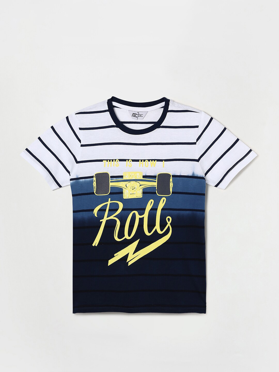 

Fame Forever by Lifestyle Boys Navy Blue & White Striped Pure Cotton T-shirt