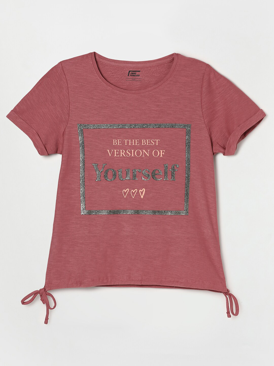 

Fame Forever by Lifestyle Girls Rust Typography Printed Pure Cotton T-shirt