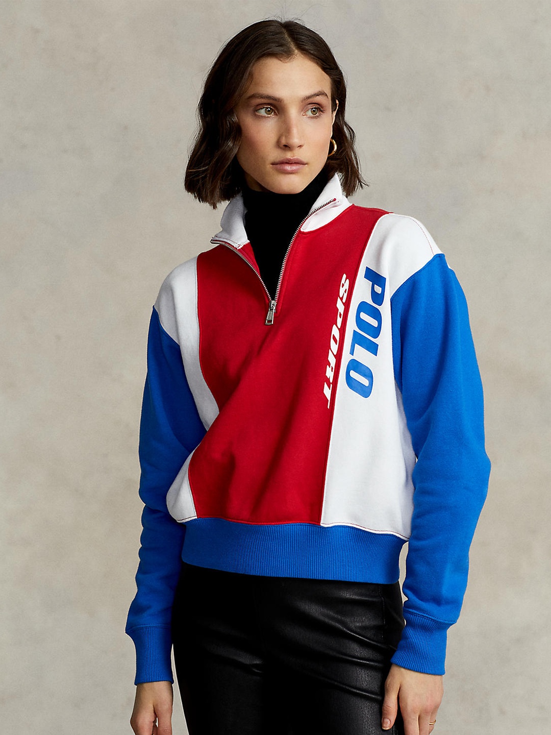 

Polo Ralph Lauren Women Red & Blue Colourblocked Pullover