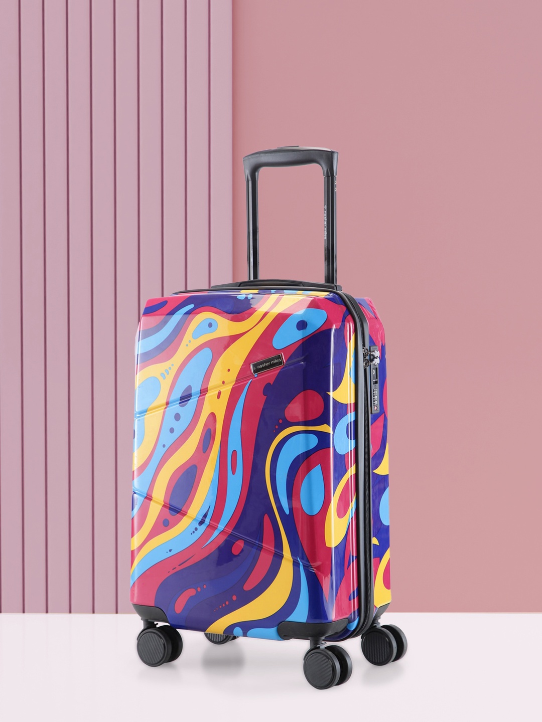 

Nasher Miles Manali Printed Hard-Sided Trolley Bag, Pink