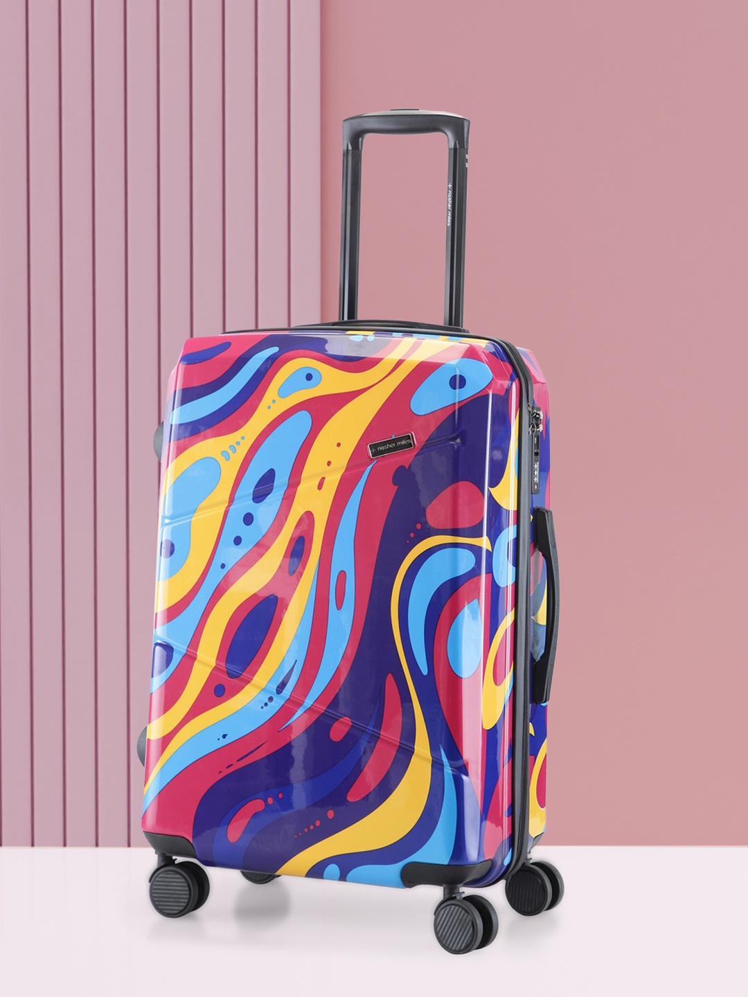 

Nasher Miles Pink Printed Hard-Sided Trolley Bags