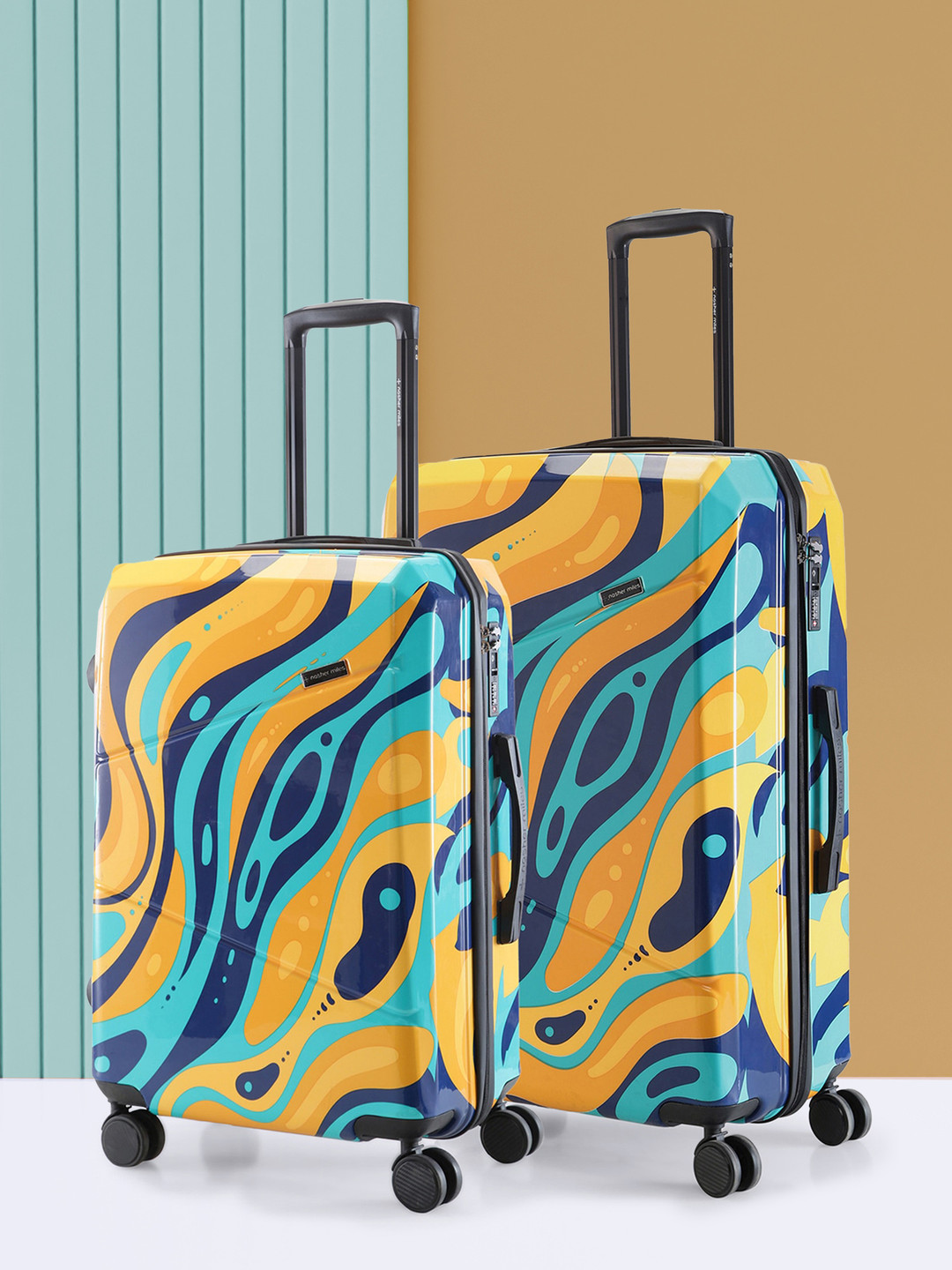 

Nasher Miles Set of 2 Printed Hard-Sided Polycarbonate Trolley Bags, Yellow