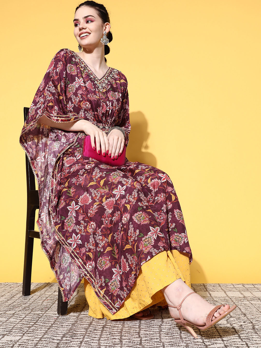

ZOLA Women Deep Burgundy Modal Hyper Texture Kurta