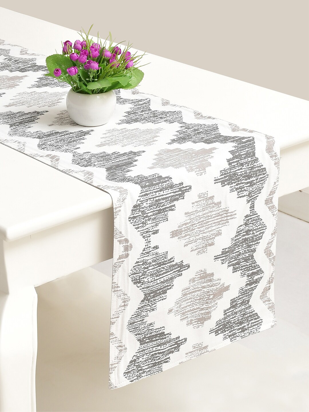 

BLANC9 Grey Printed Pure Cotton Table Runners