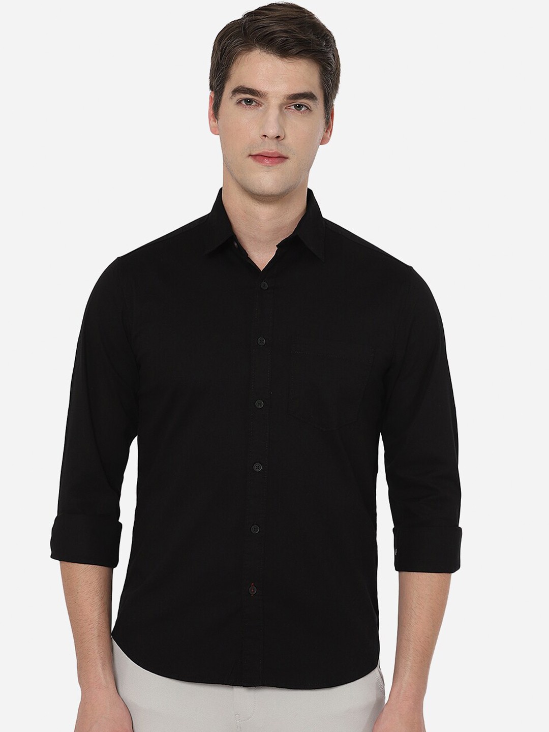 

Greenfibre Men Black Tight Slim Fit Casual Shirt