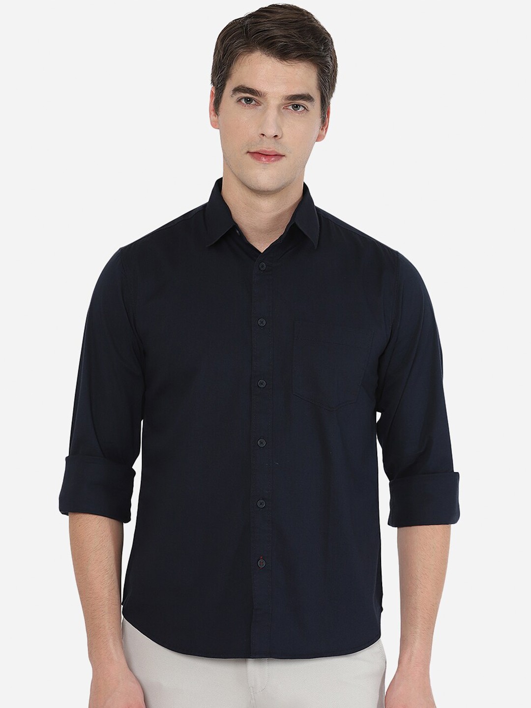 

Greenfibre Men Navy Blue Tight Slim Fit Casual Shirt