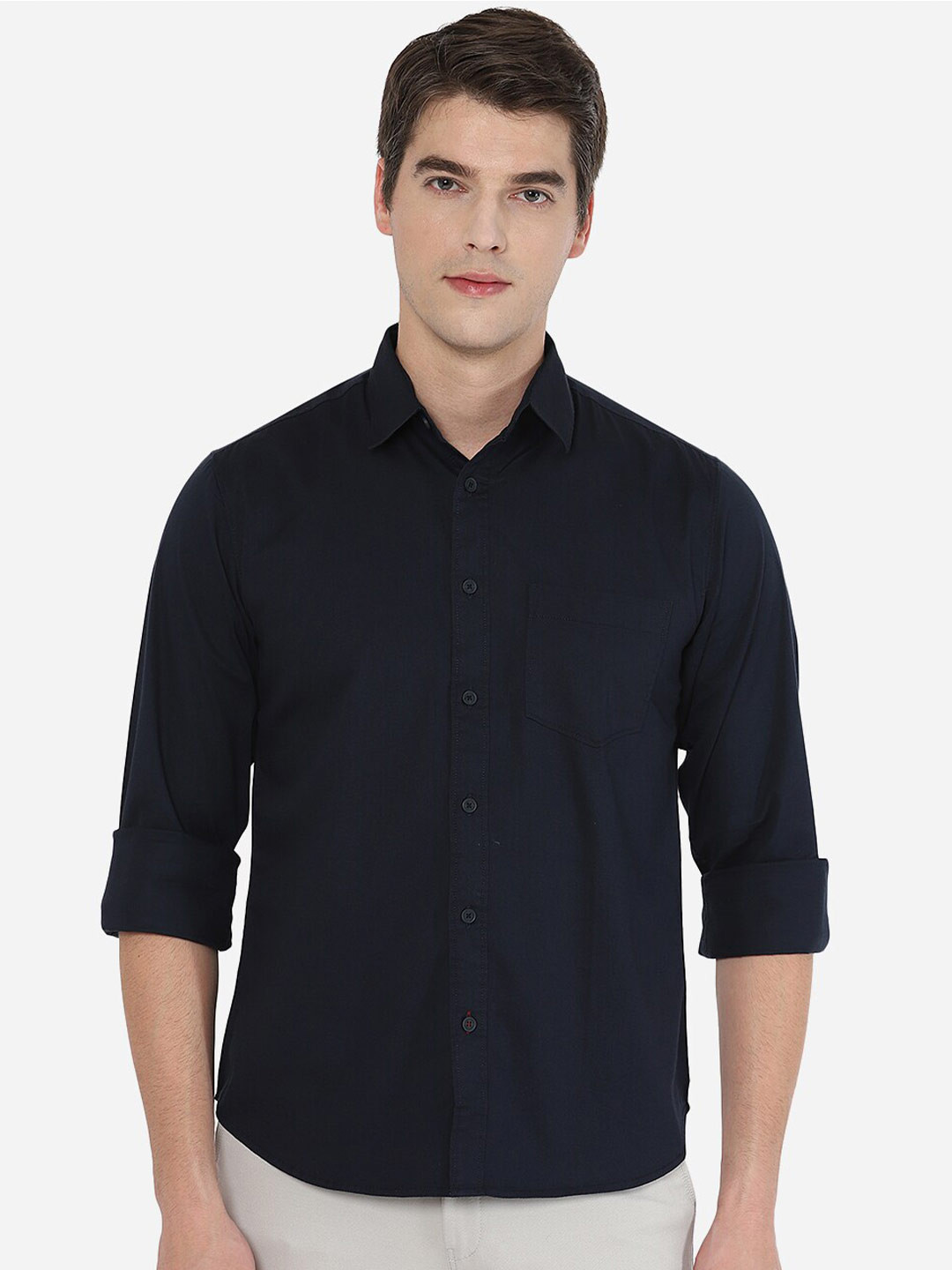 

Greenfibre Men Navy Blue Tight Slim Fit Casual Shirt