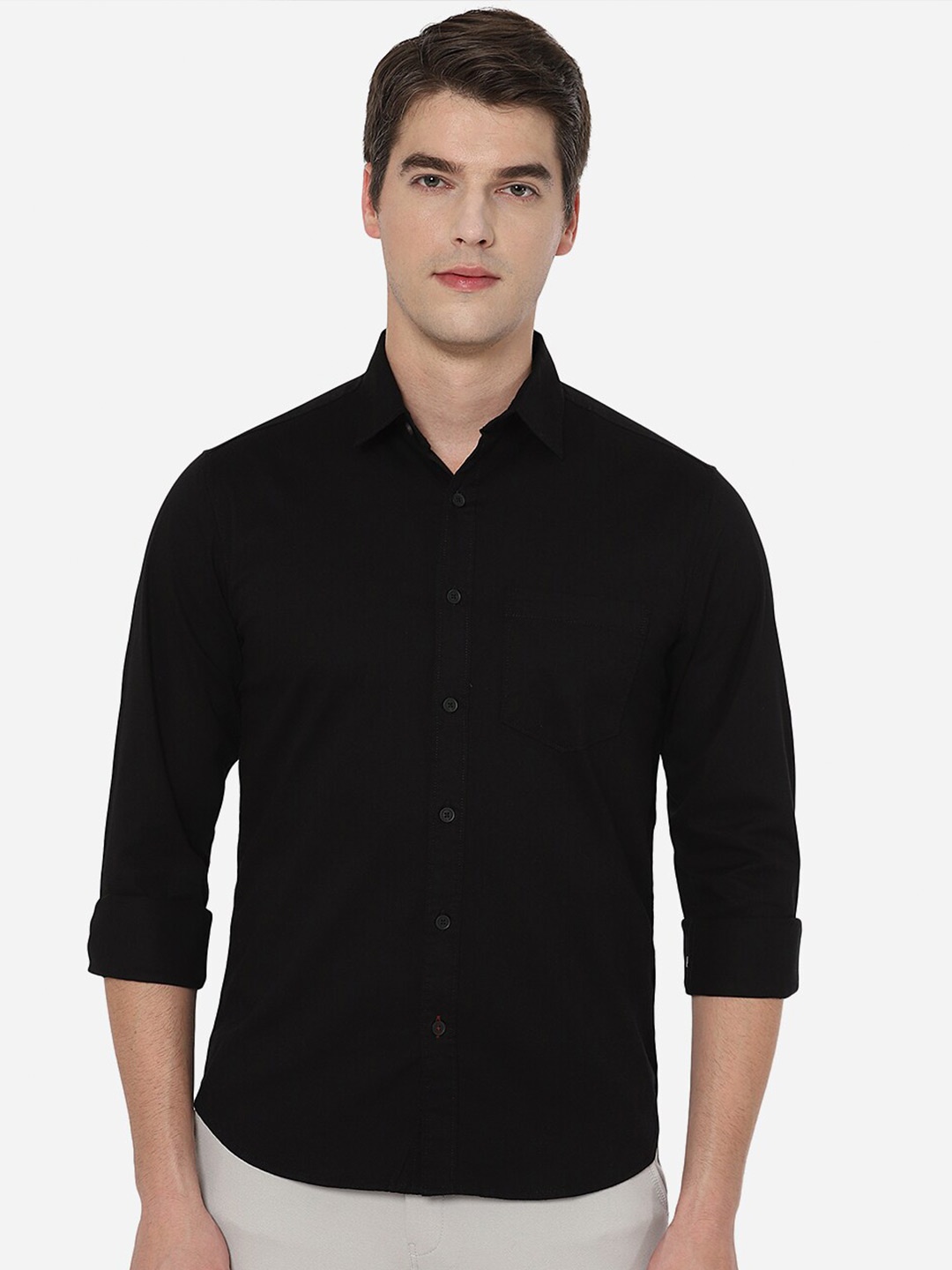 

Greenfibre Men Black Tight Slim Fit Casual Shirt