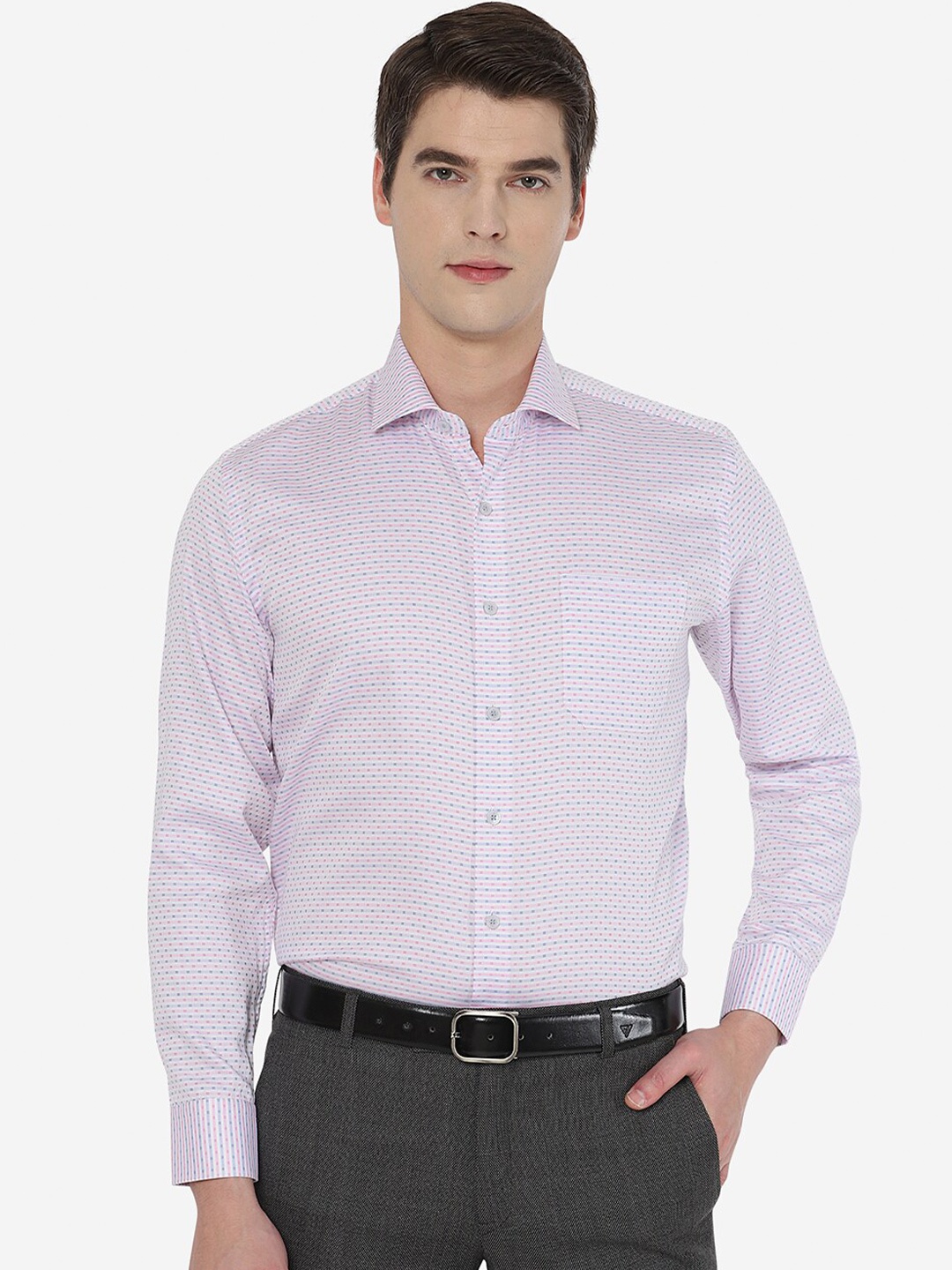 

JADE BLUE Men Pink Comfort Printed Cotton Formal Shirt