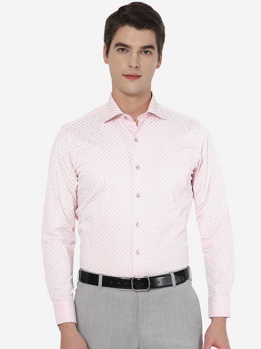 

METAL Men Pink Tight Slim Fit Printed Cotton Formal Shirt