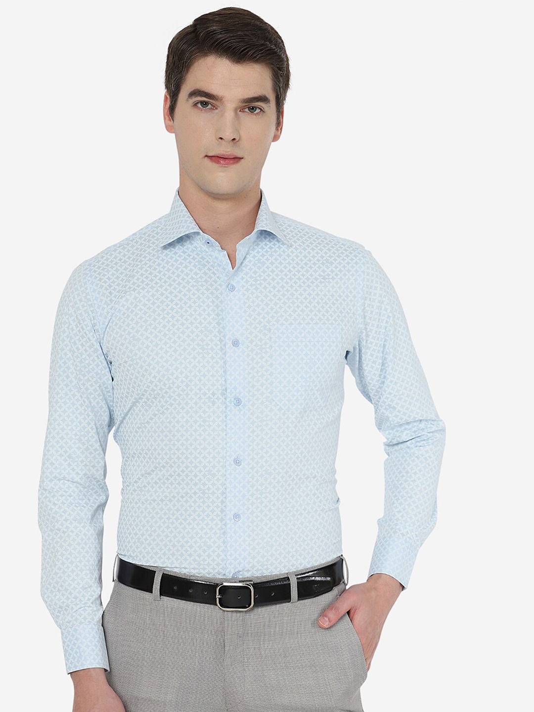 

METAL Men Blue Tight Slim Fit Micro Ditsy Cotton Formal Shirt