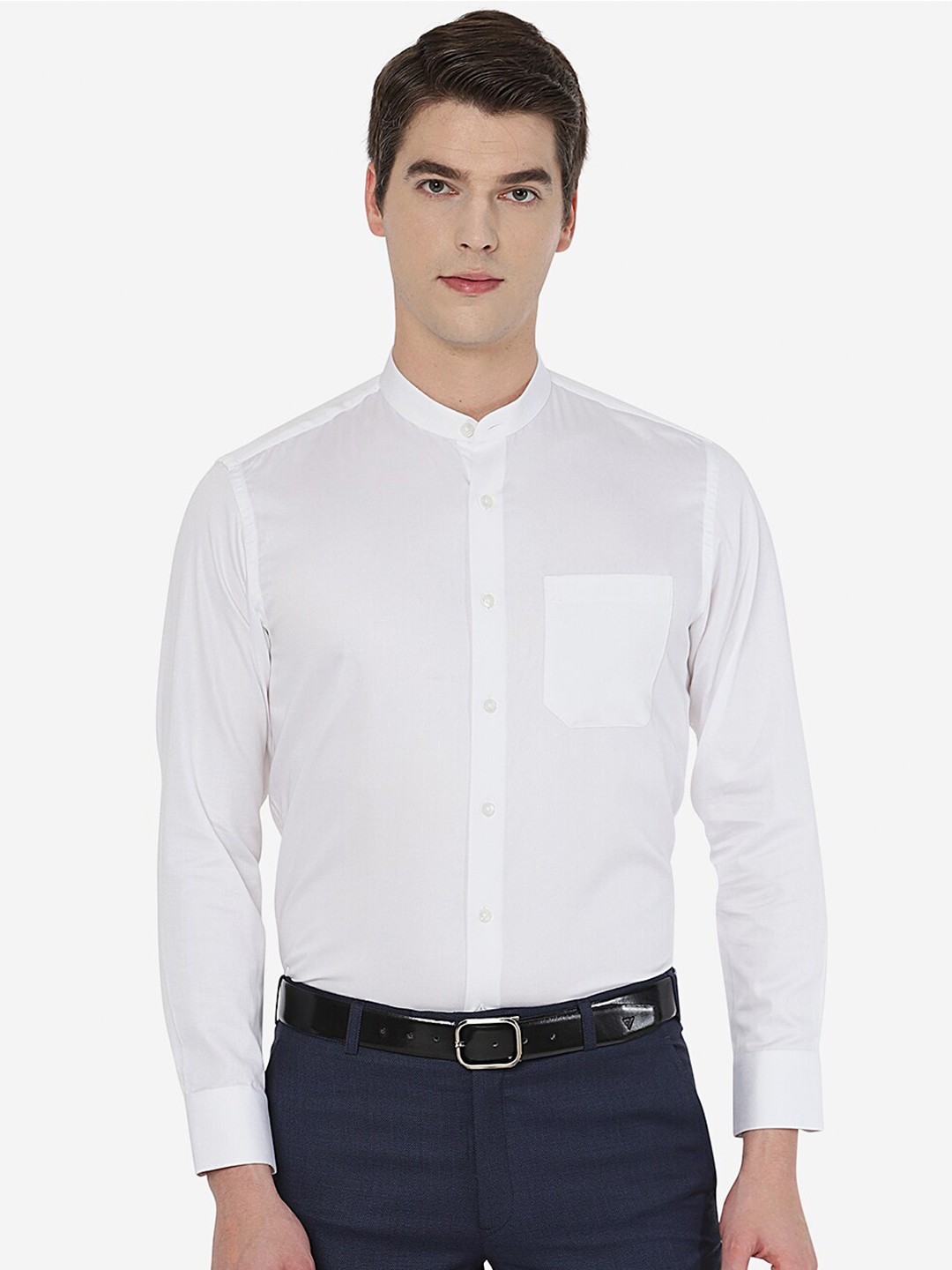 

METAL Men White Solid Tight Slim Fit Cotton Formal Shirt
